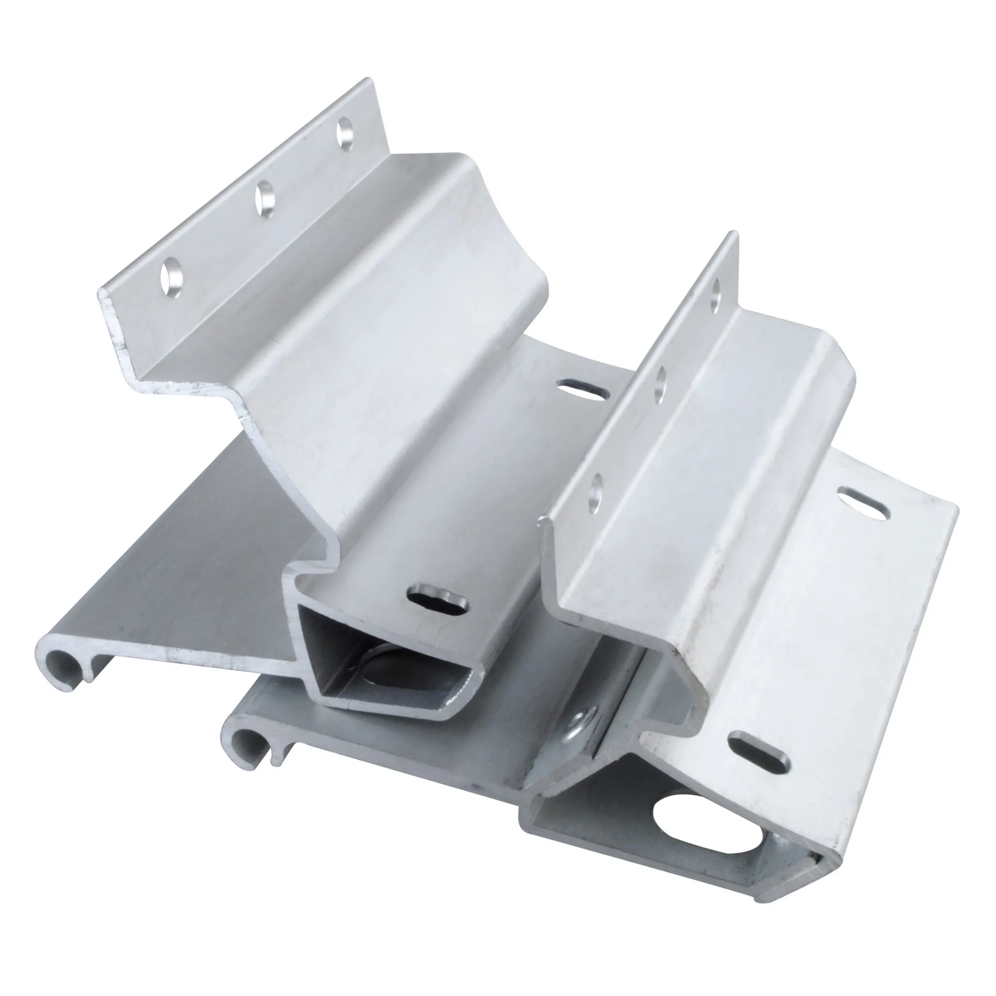 Silbernes Aluminium-Halterungsset für den VW T5/T6 California mit Montageplatten, Bohrungen und Langlöchern