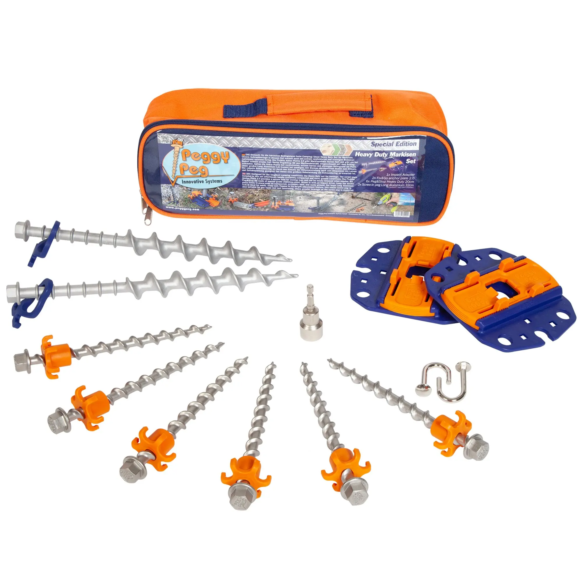 Markisen Set HP Heavy Duty, Schraubheringe inkl. Tasche