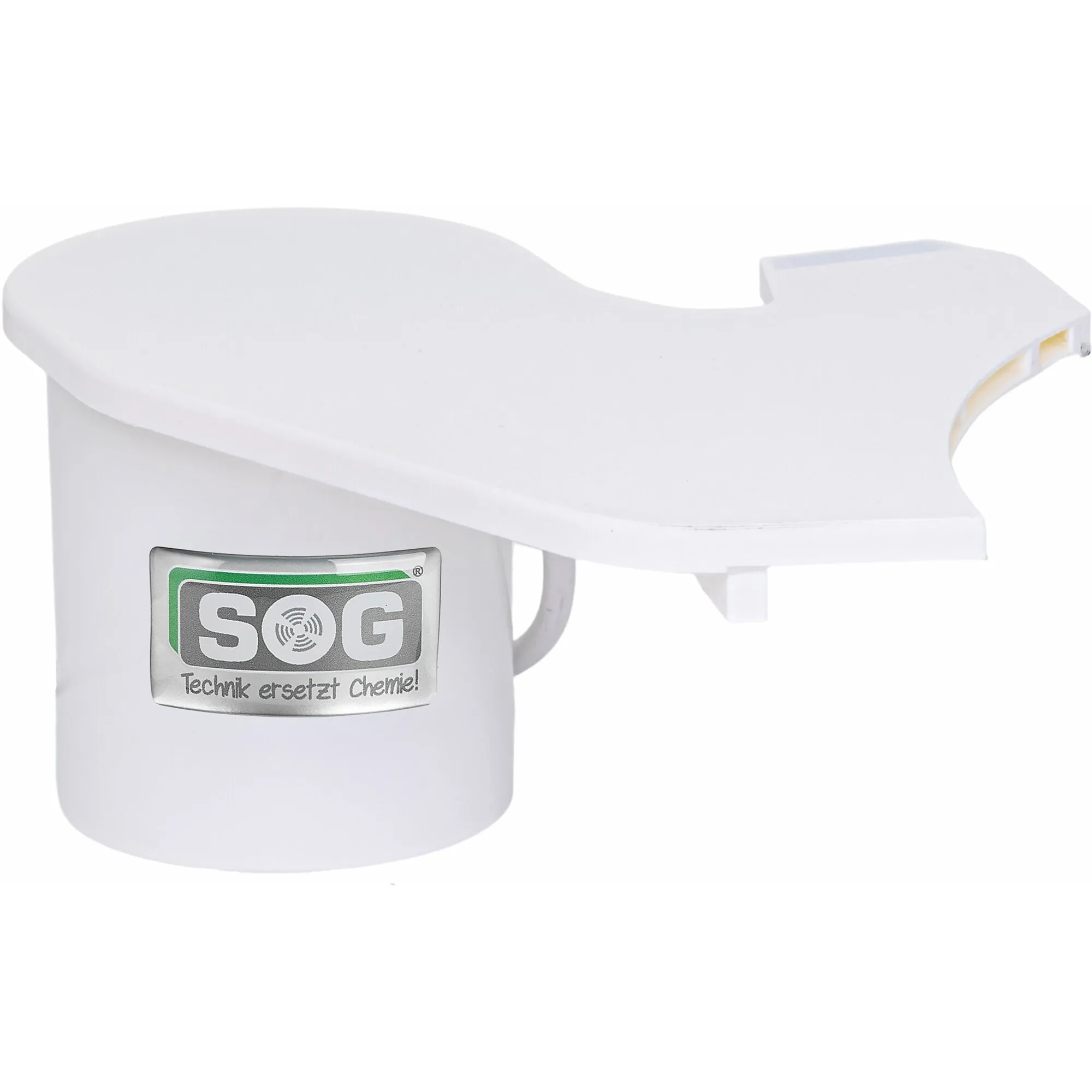 Weiße Entlüftung Compact quick von Jabso mit rundem Gehäuse, breitem Deckel und sichtbarem SOG-Logo