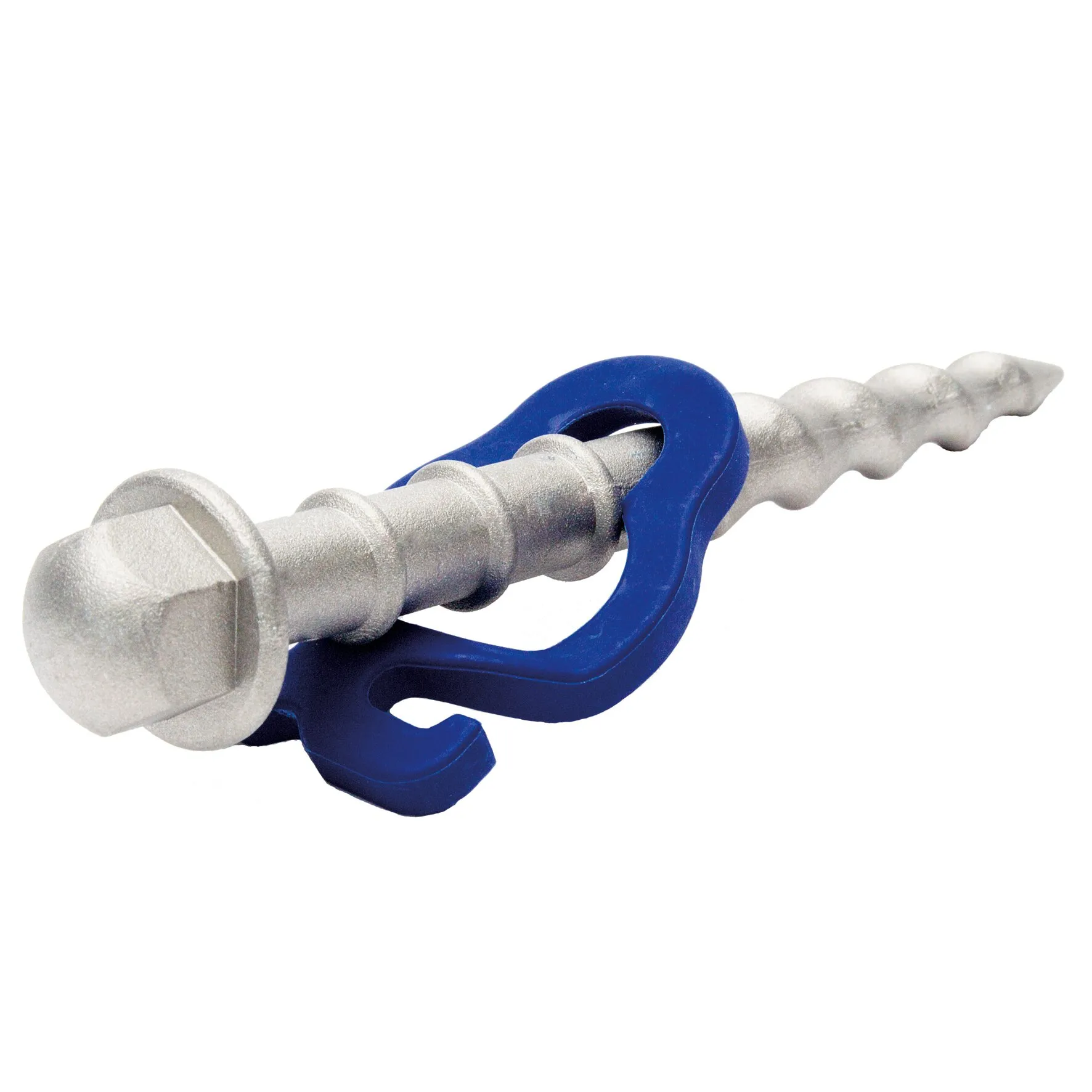 PP-Schraubhering aus silberfarbenem Metall mit spiralförmigem Gewinde und blauem Kunststoff-Schlagring 恒一