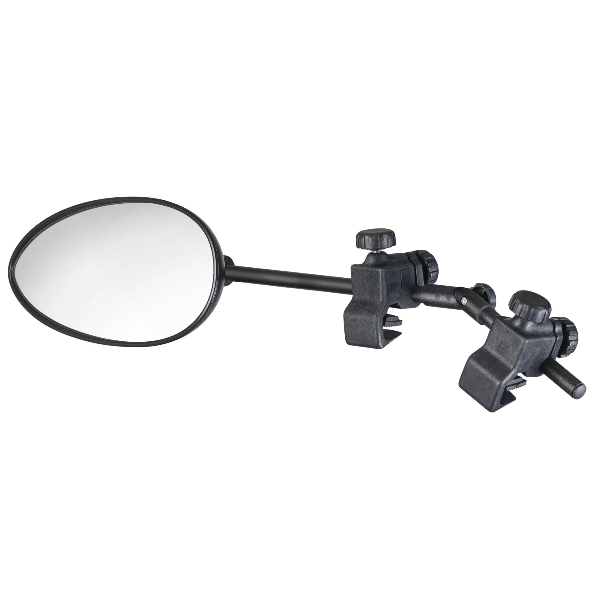 Schwarzer Caravanspiegel Speed Fix Mirror XXL mit großem ovalem Spiegel und zwei verstellbaren Klemmhalterungen
