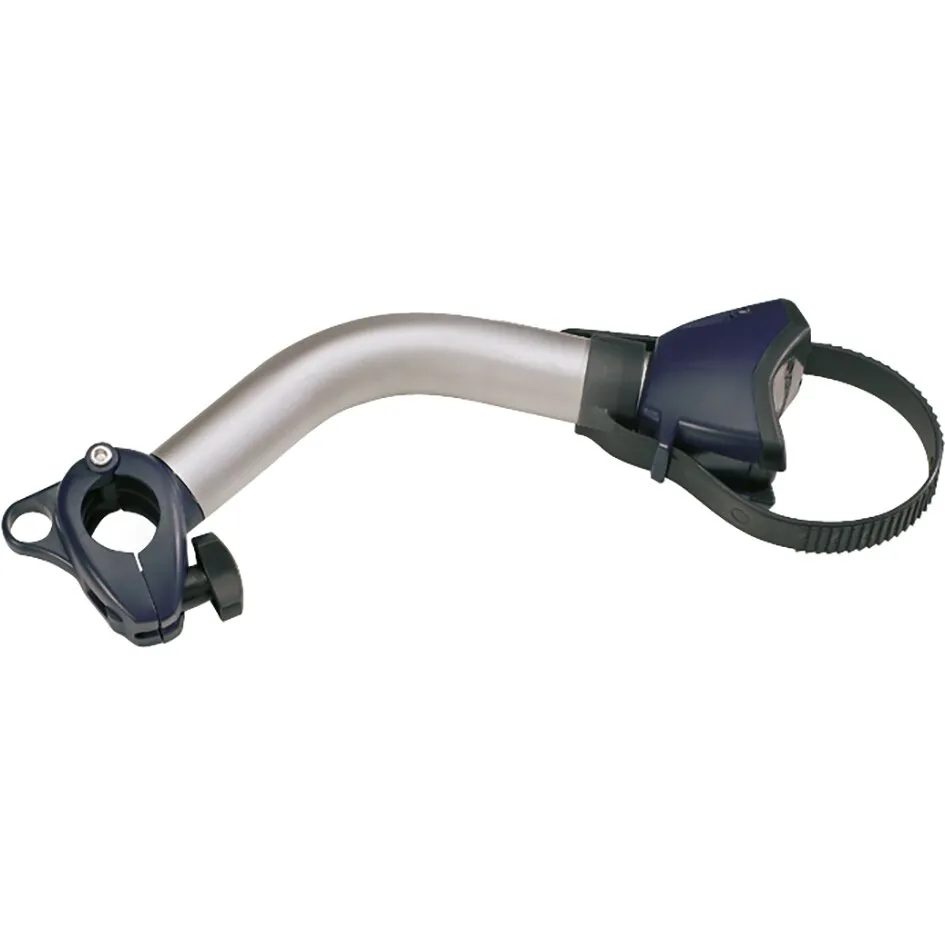 Abstandshalter für Thule Fahrradträger bis Version 2012, 33 cm, mit silbernem Bügel und dunkelblauer Rahmenklemme sowie Befestigungsriemen
