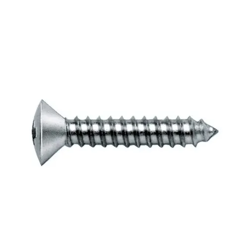 Silberfarbene Linsensenk-Blechschraube Form C, 4,2 x 16 mm, mit Kreuzschlitz H und spitzem Gewindeende