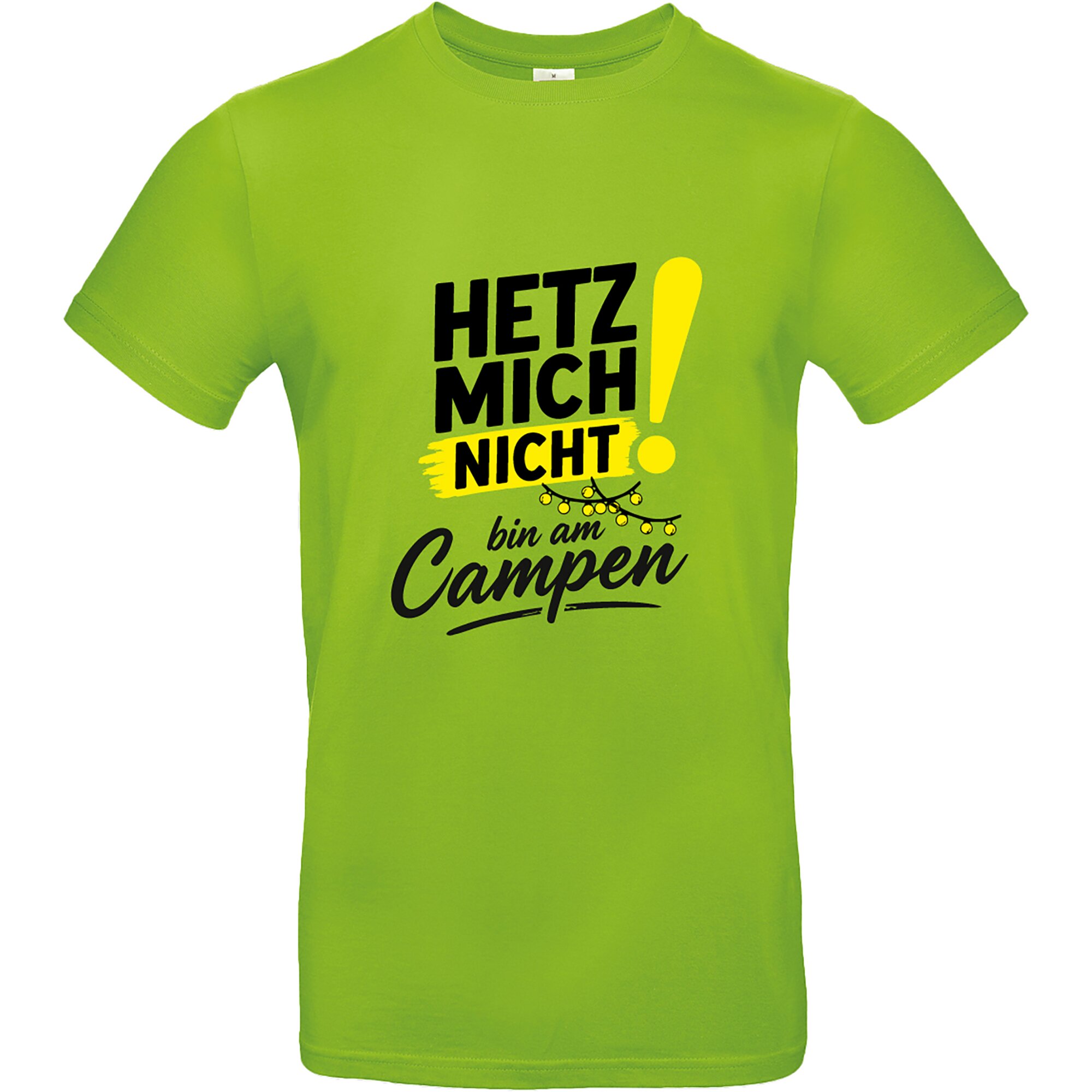 T-Shirt "Hetz mich nicht, bin am Campen" (Don’t bother me, I’m off camping), Apple Green, Size 3XL