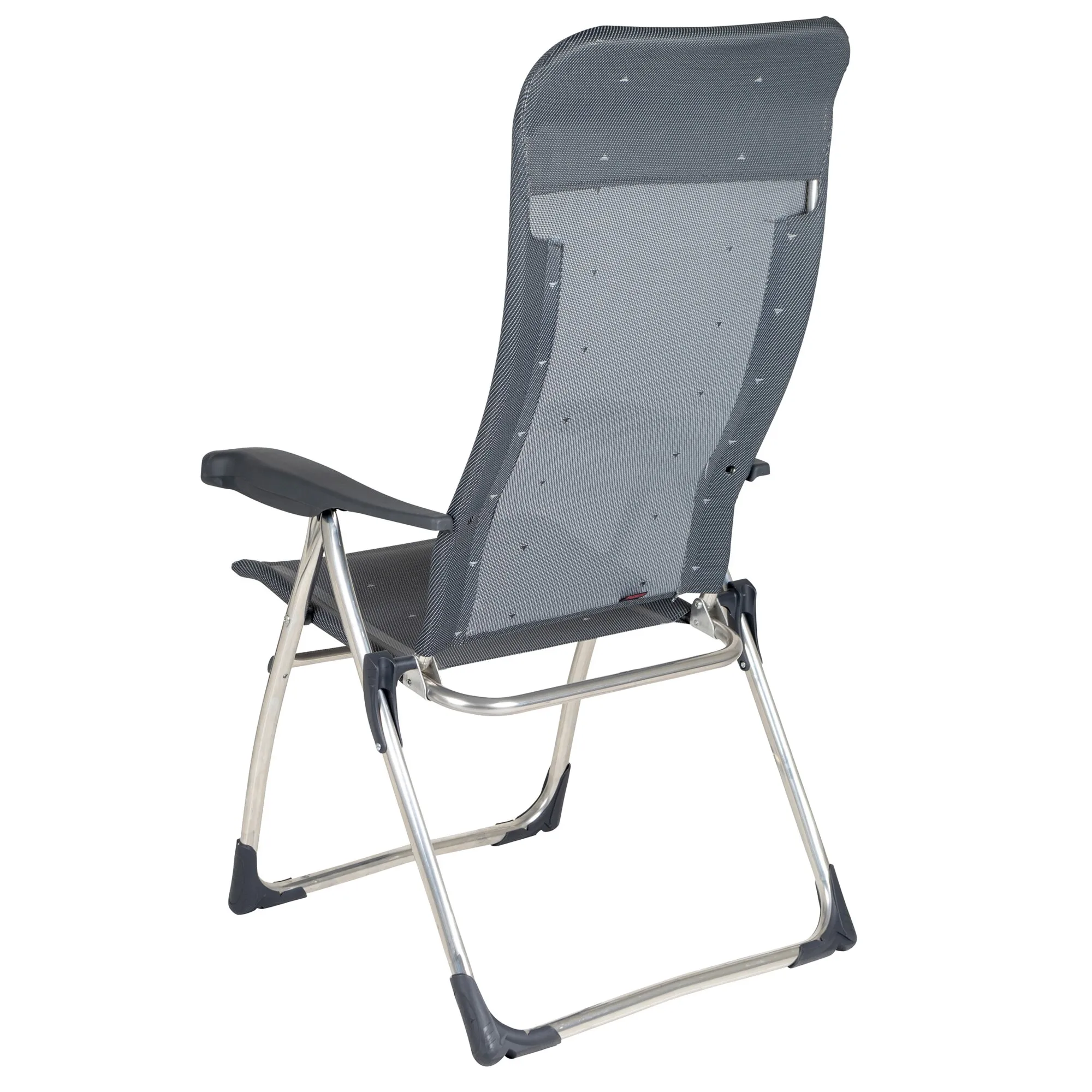 Campingstuhl XS AL/215 Classic in Anthrazit mit verstellbarer Rückenlehne, Armlehnen und silbernem Aluminiumgestell