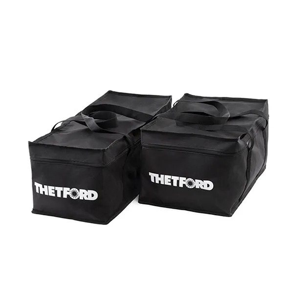 Schwarze Thetford Cassette Carry Bag mit vier rechteckigen Fächern und Tragegriffen, 47,90 cm lang