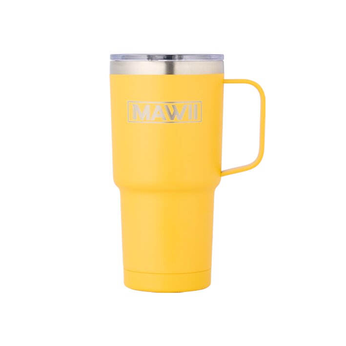 Stainless Steel Mug with Handle, 600 ml, yellow