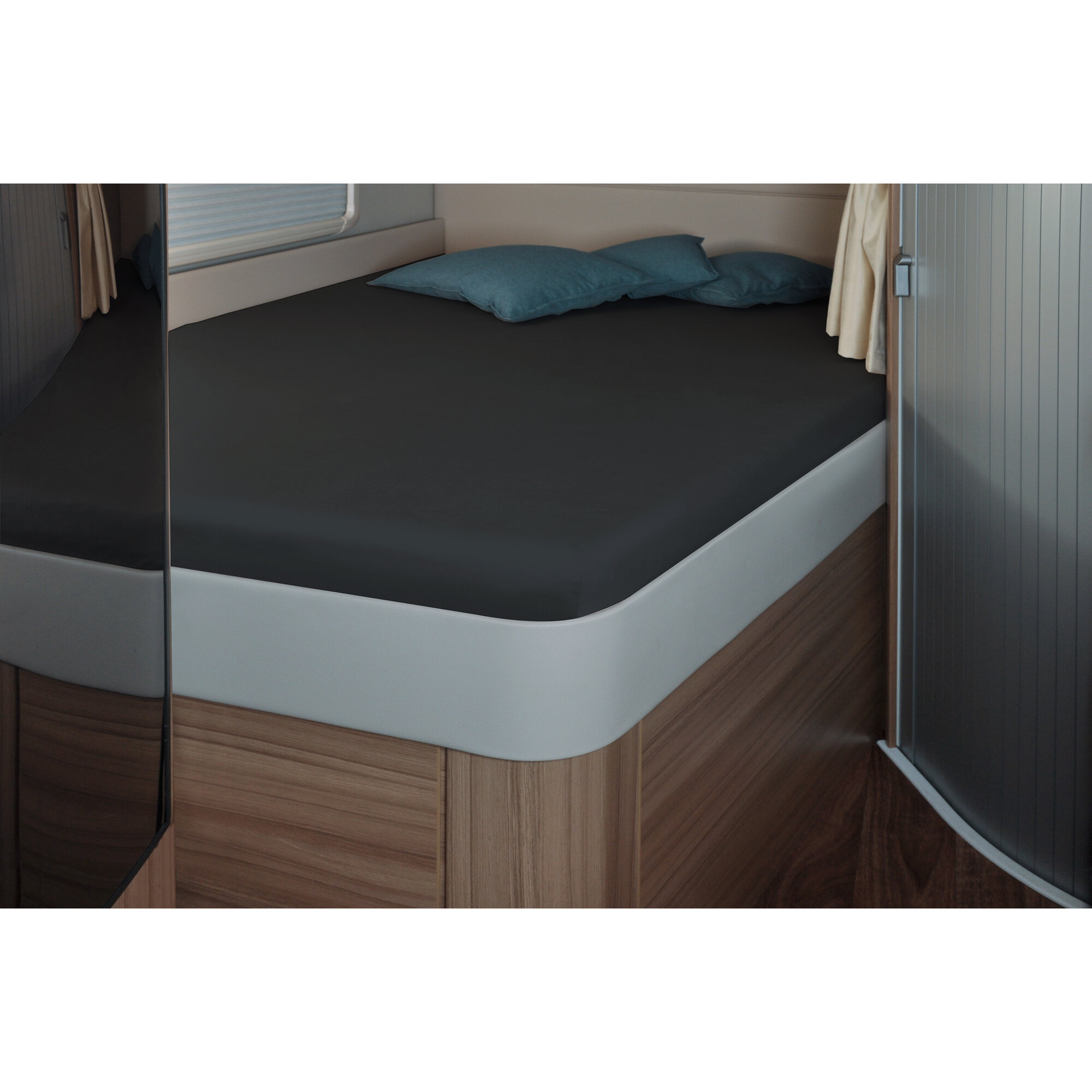 Fitted Sheet, 142 x 195 (158/ 42) cm for French Bed in the Motorhome, titanium