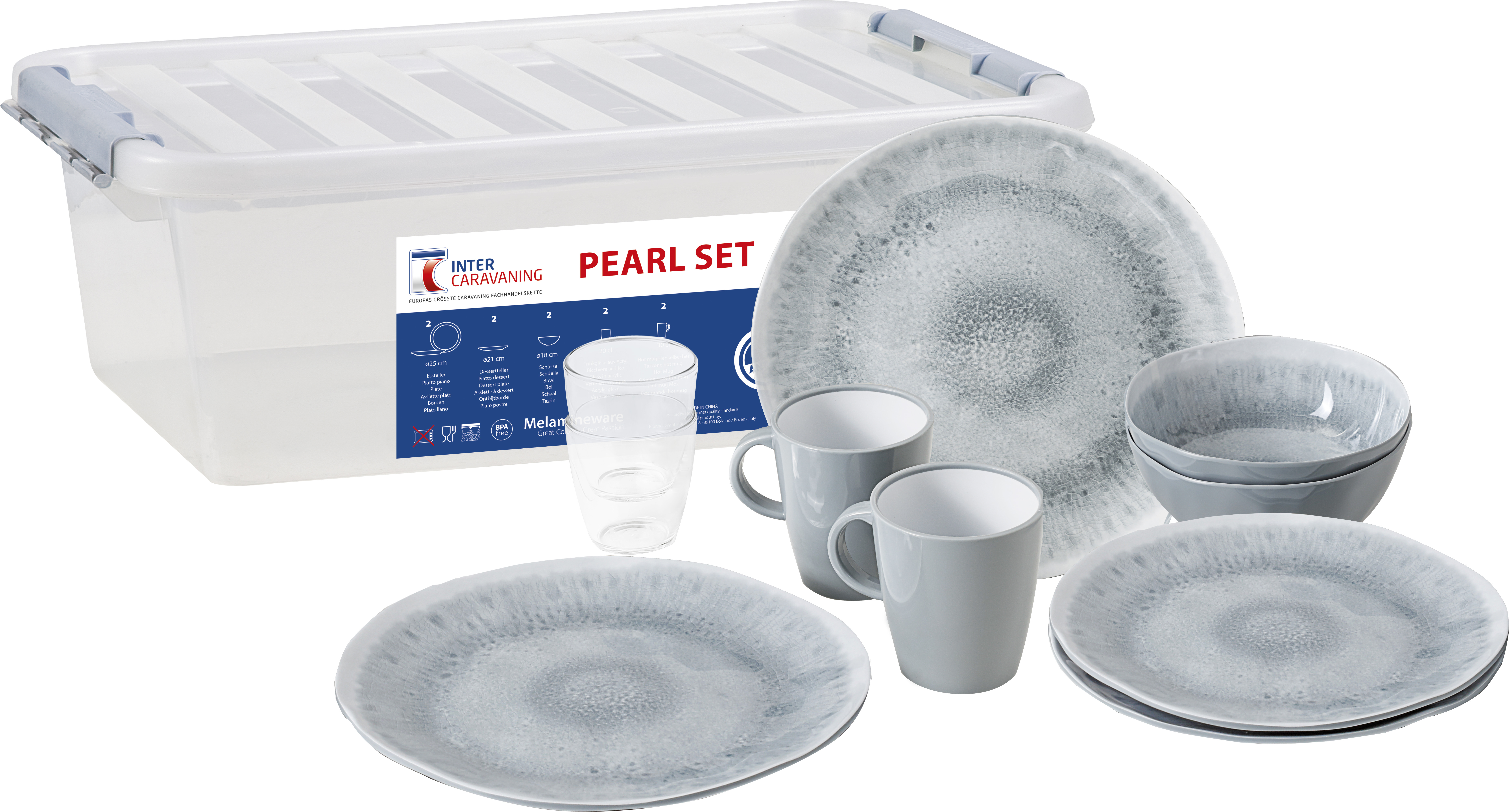 Melamin Geschirr Set „Pearl“, 10-tlg.