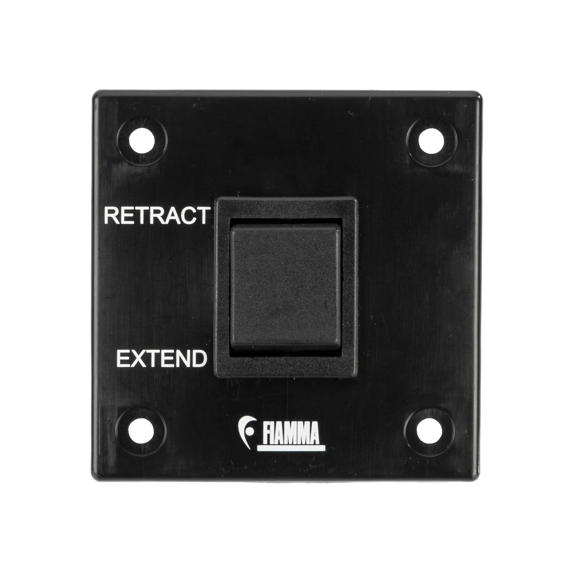 Schwarzer Fiamma-Wippschalter des Motor Kit Advanced F80s mit den Funktionen Retract und Extend, rechteckige Montageplatte