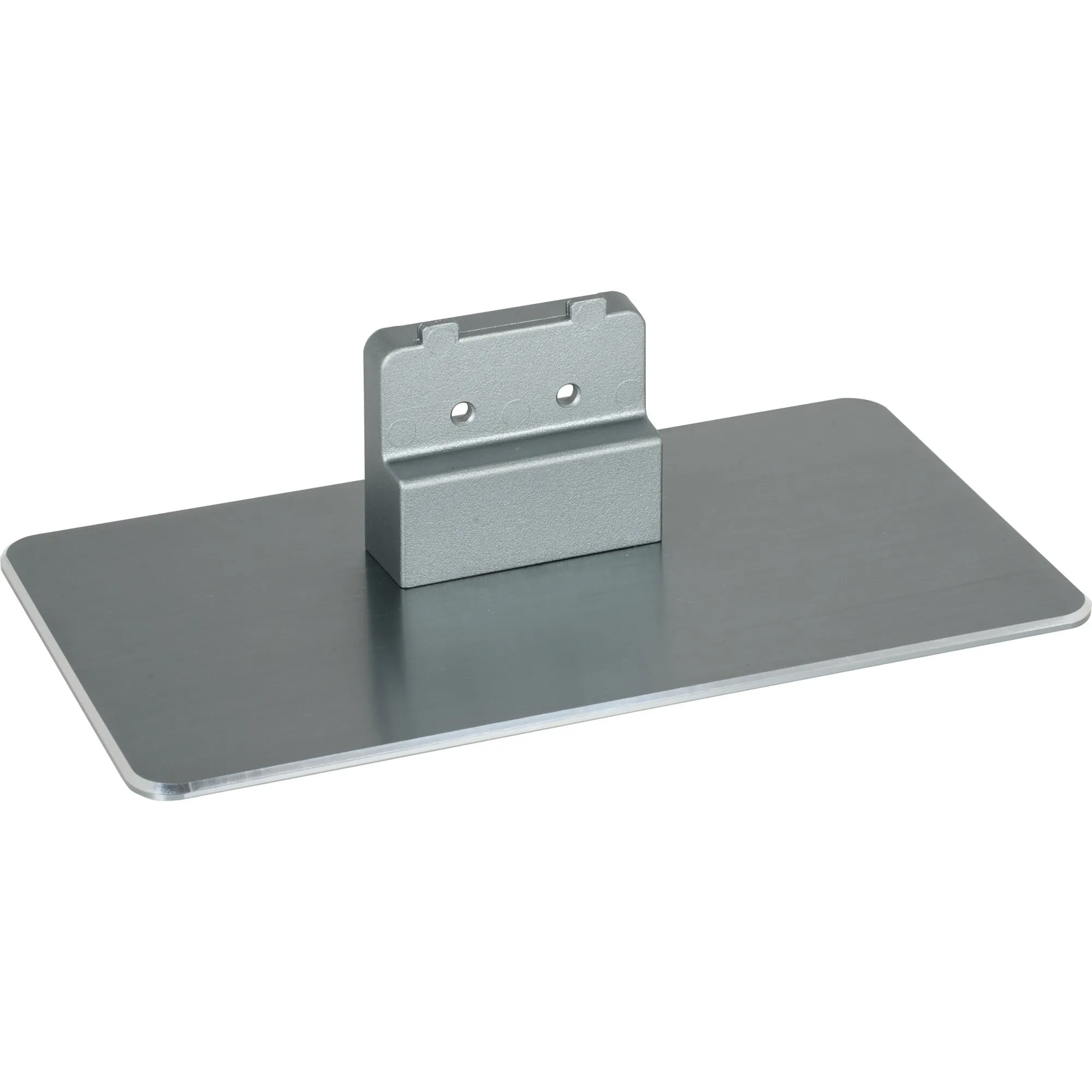 Grauer Standfuß mit rechteckiger Metallplatte und vertikaler Halterung für Caratec Vision Fernseher CAV222E-S und CAV242E-S