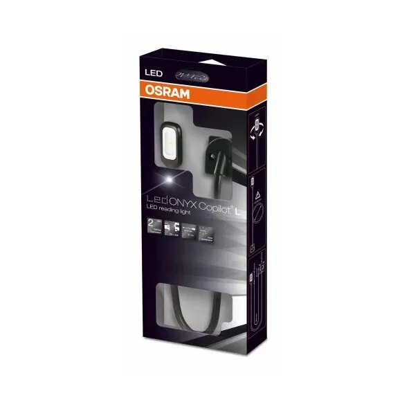 OSRAM LEDriving LED-Innenraumleuchte Copilot L in schwarzer Verpackung mit Leuchte und Halterungregler