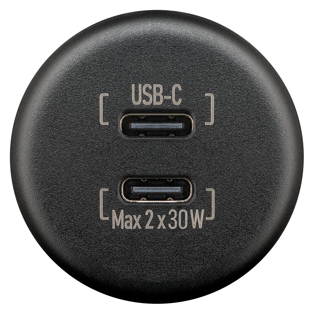 wentronic Einbauladegerät Dual USB-C 2 x 30 W, schwarz