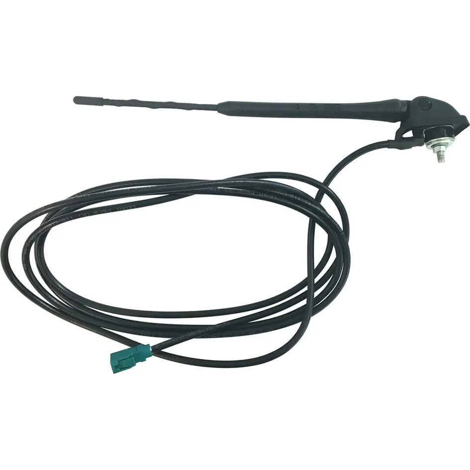 DAB/Analog-Antenne VNA-ANT3 mit schwarzem Teleskopstab, Anschlusskabel, Montagehalterung und grünem Steckverbinder