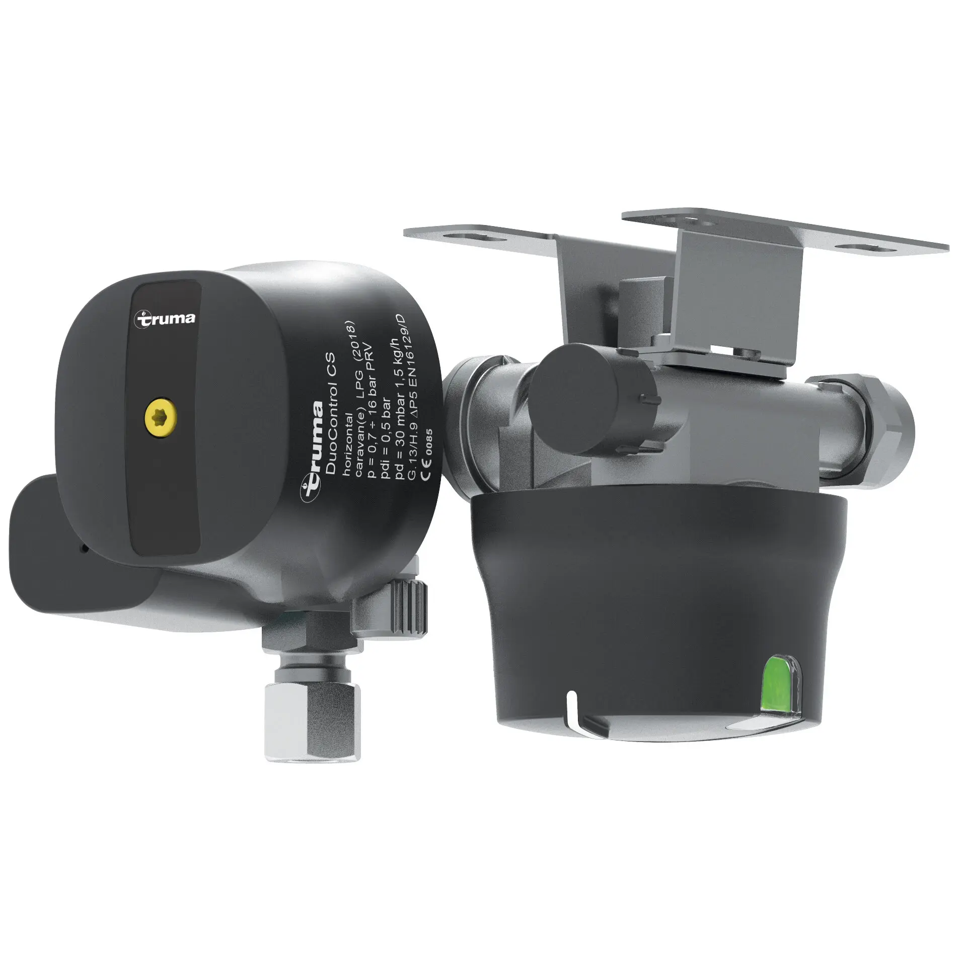 Gasdruckregler DuoControl CS mit Crashsensor für den Zweiflaschen-Betrieb, horizontal