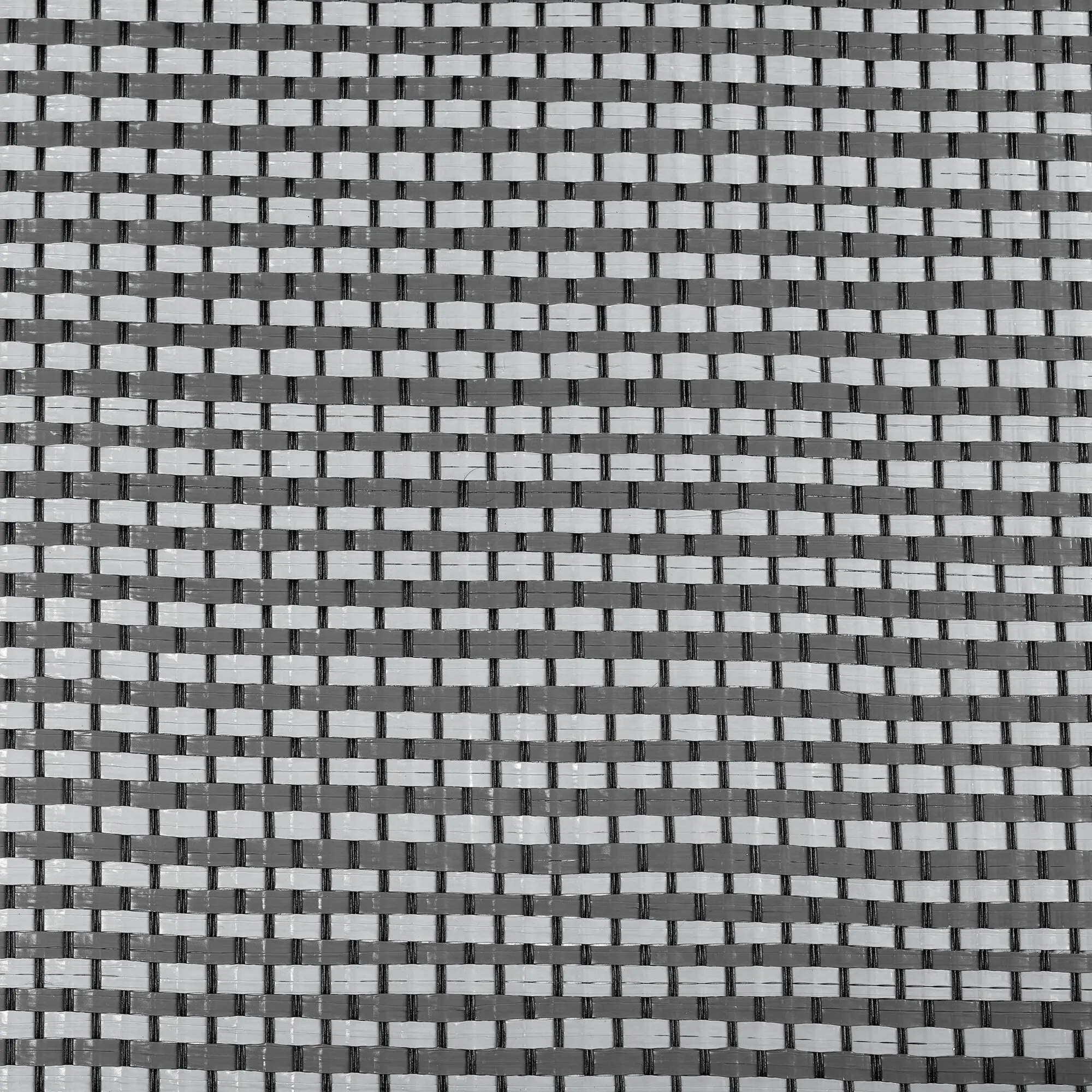 Detailaufnahme des grau-weißen, gewebten Vorzeltteppichs Starlon mit regelmäßigem Kunststoffgeflecht, 280 × 800 cm