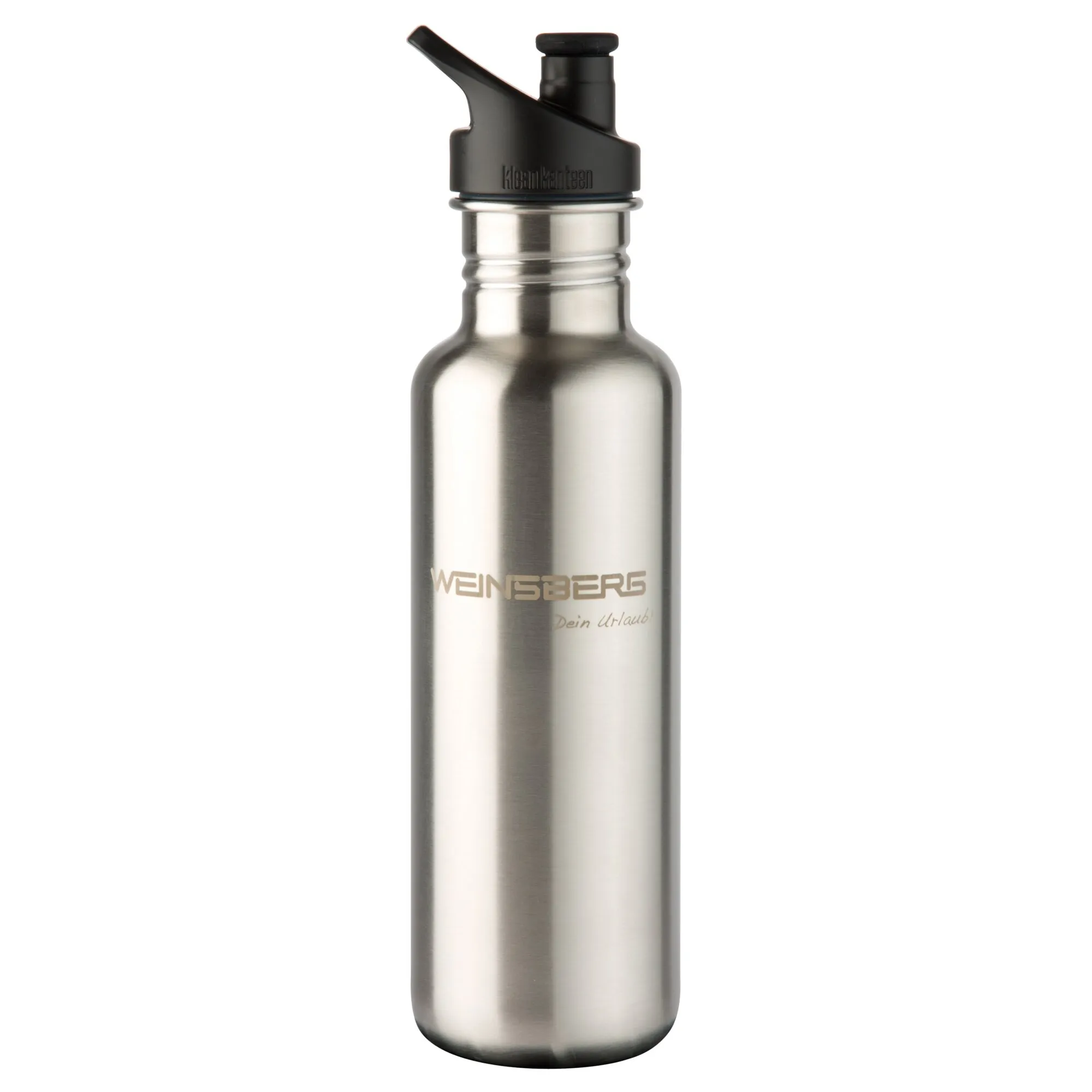 Edelstahl-Trinkflasche Classic Sport von Weinsberg mit schwarzem Sportverschluss und Ausgießer, 800 ml