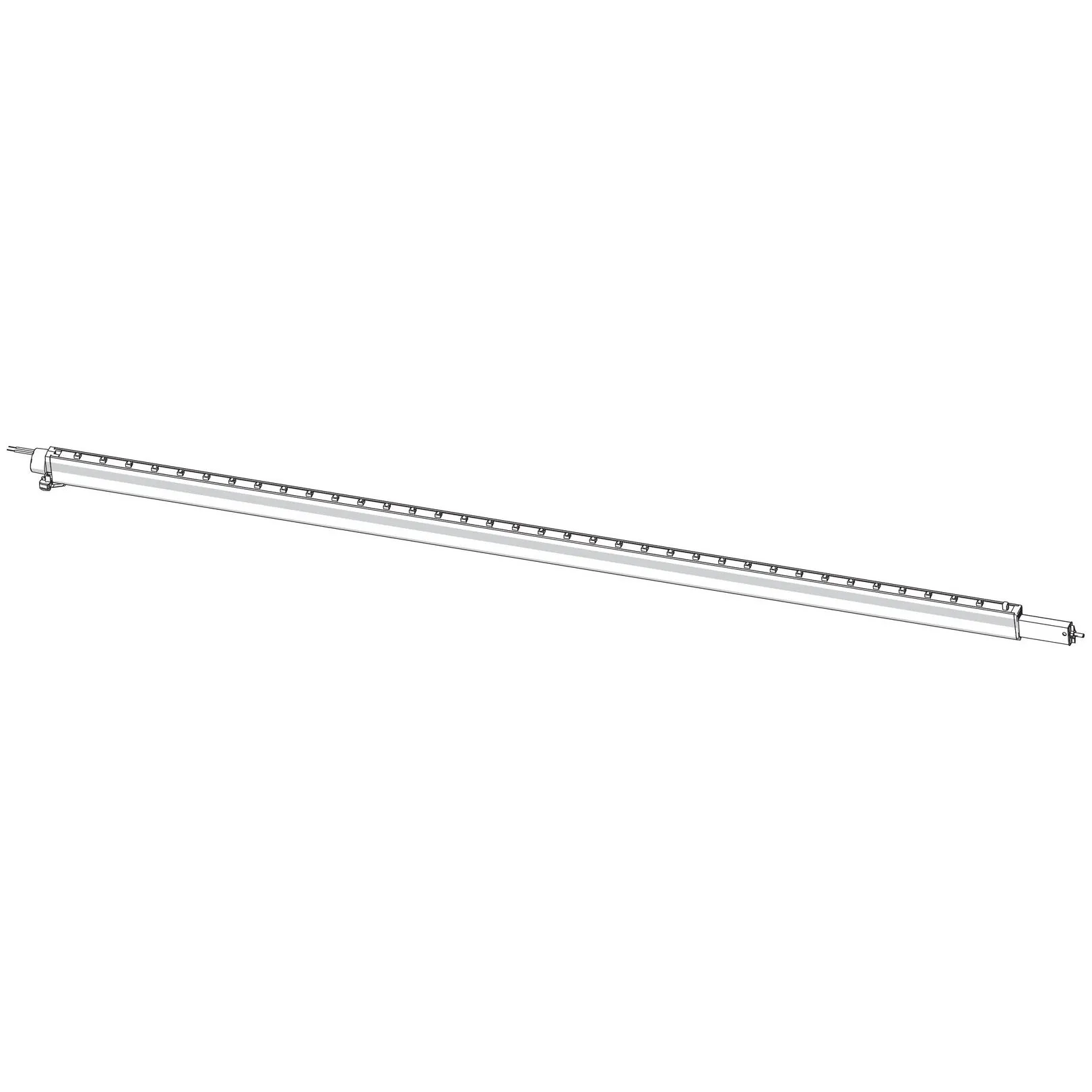 Silberne Spannstange Rafter LED für CaravanStore ZIP mit durchgehendem LED-Leuchtstreifen und ausziehbaren Endstücken