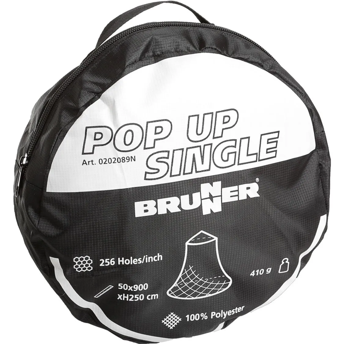 Schwarzes rundes Transportetui für das Pop-up-Moskitonetz Pop Up Single von Brunner, 100 Prozent Polyester, 410 g