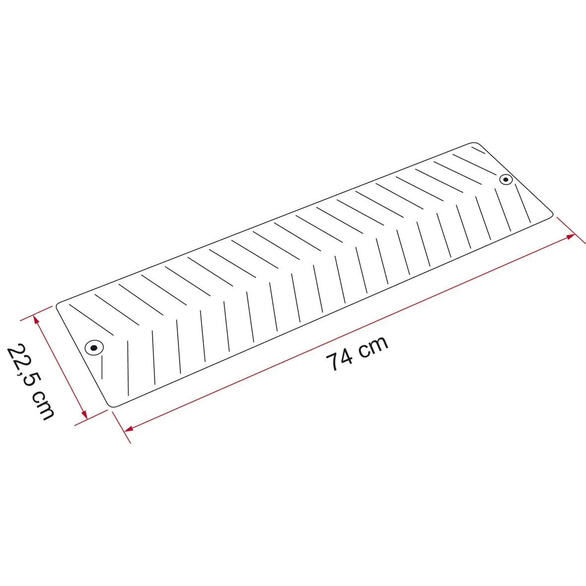 Gripplatte im 2er-Set, rechteckig mit abgerundeten Ecken, strukturierter Oberfläche und zwei Befestigungsöffnungen, 74 × 22,5 cm