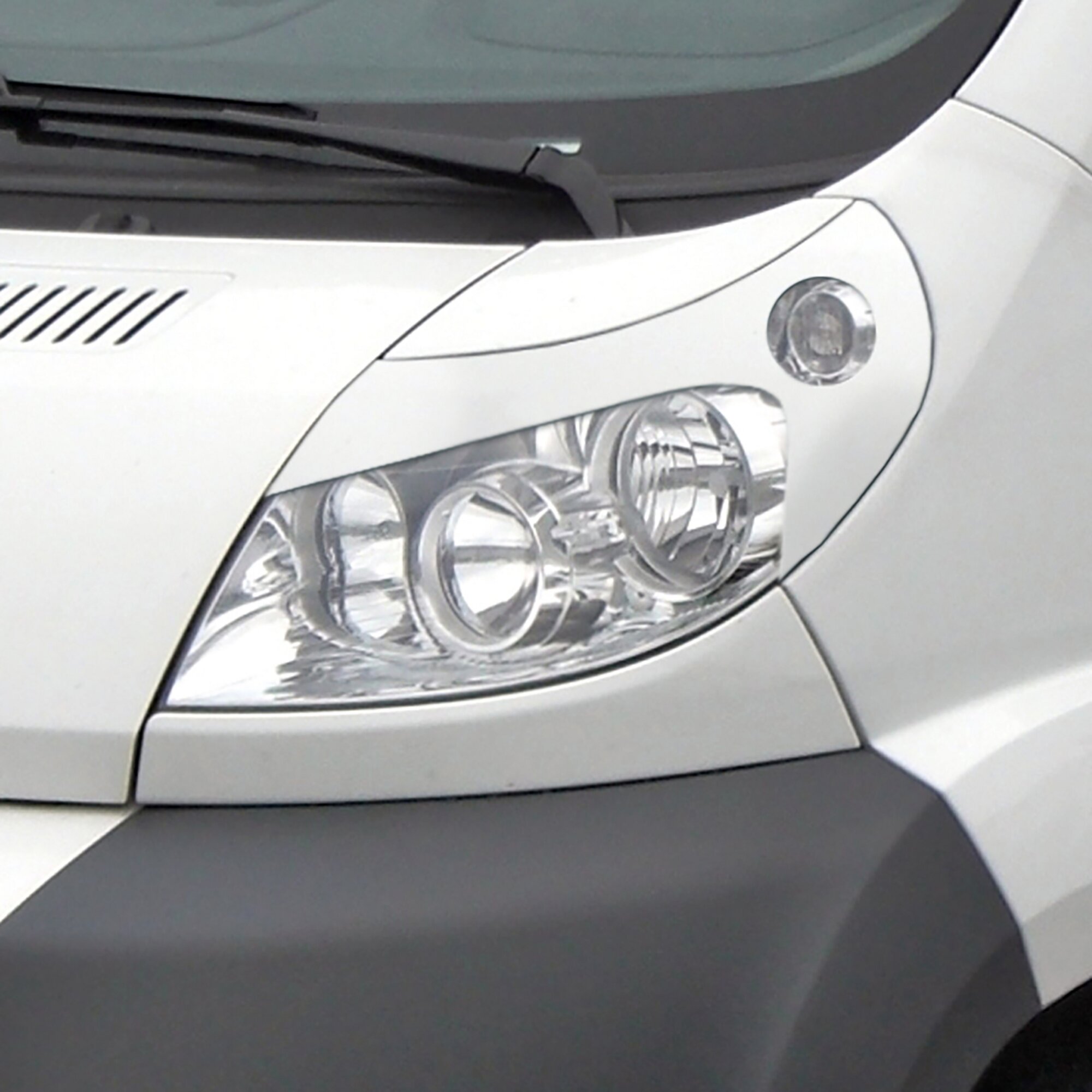 RDX Scheinwerferblenden Böser Blick, weiß glänzend für Fiat Ducato, Bj. 2006/07 -...