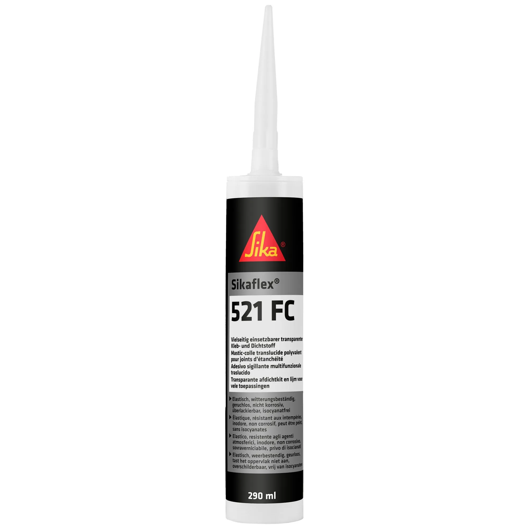 Sikaflex 521 FC von Sika, weiße 290-ml-Kartusche mit langer Spritzdüse für Kleb- und Dichtstoff