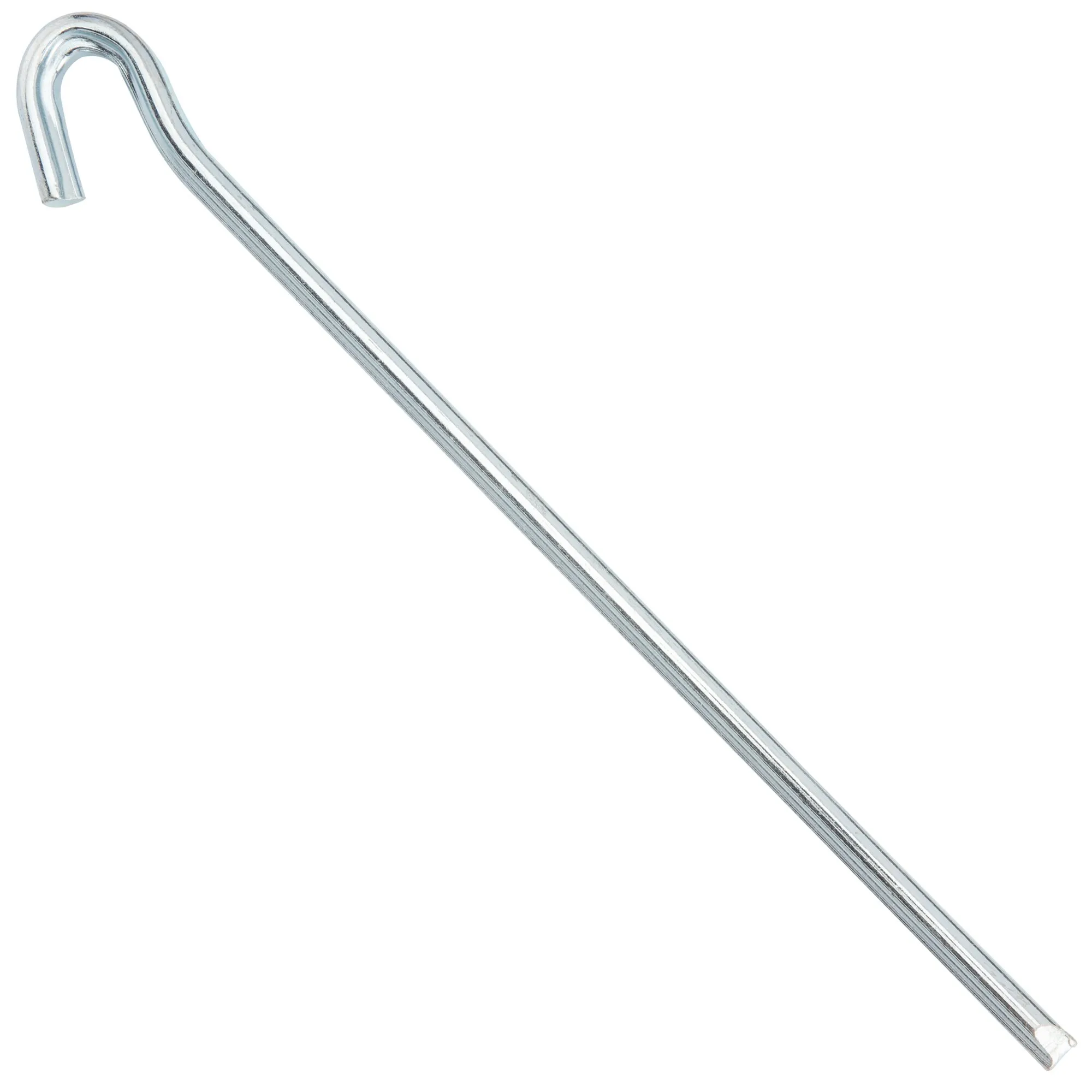 Silberner, U-förmig gebogener Erdnagel aus Metall mit langem geradem Schaft, 7 mm Durchmesser und 30 cm Länge