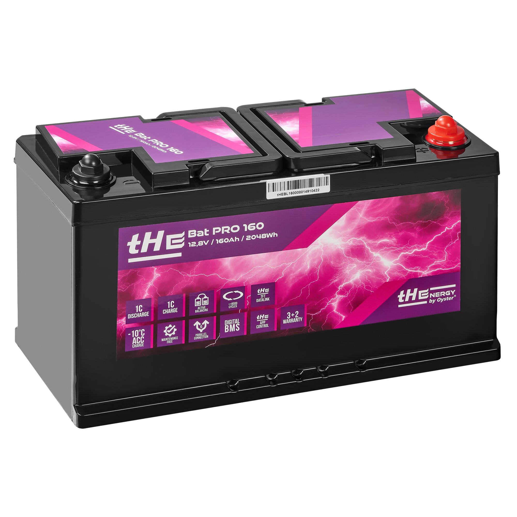 Lithium Battery Premium LiFePO₄ tHE BatPro 160, 12.8 V, 160 Ah