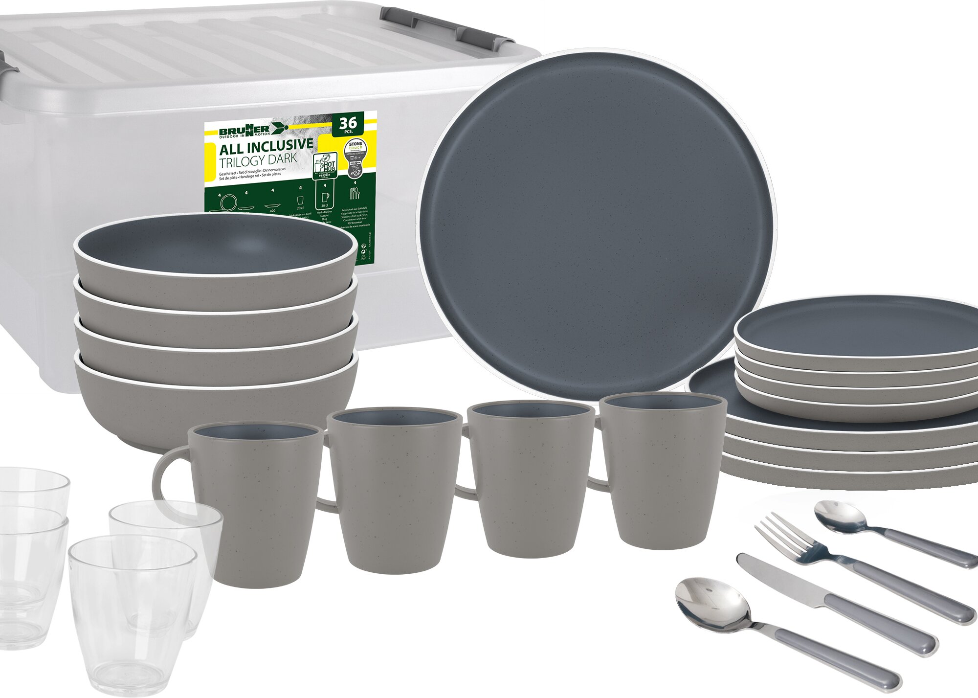 Geschirrset Trilogy Dark, 36-teilig