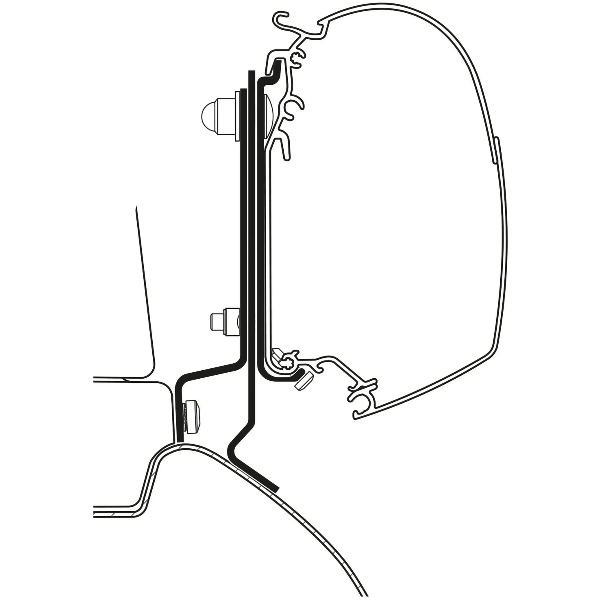 Technische Schnittzeichnung des Adapters für Mercedes-Benz Sprinter ab Baujahr 04/2006 mit SCA-Aufstelldach zur TO-Serie 5