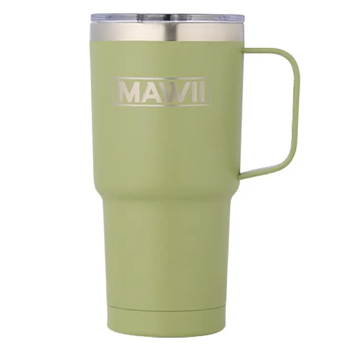 Edelstahl Becher mit Henkel, 600 ml, olive