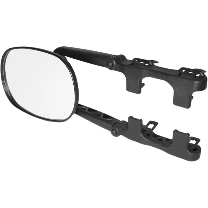 Zwei schwarze Caravanspiegel Handy Mirror XL Standard, einer mit ovaler Spiegelfläche und einer von der Rückseite gezeigt