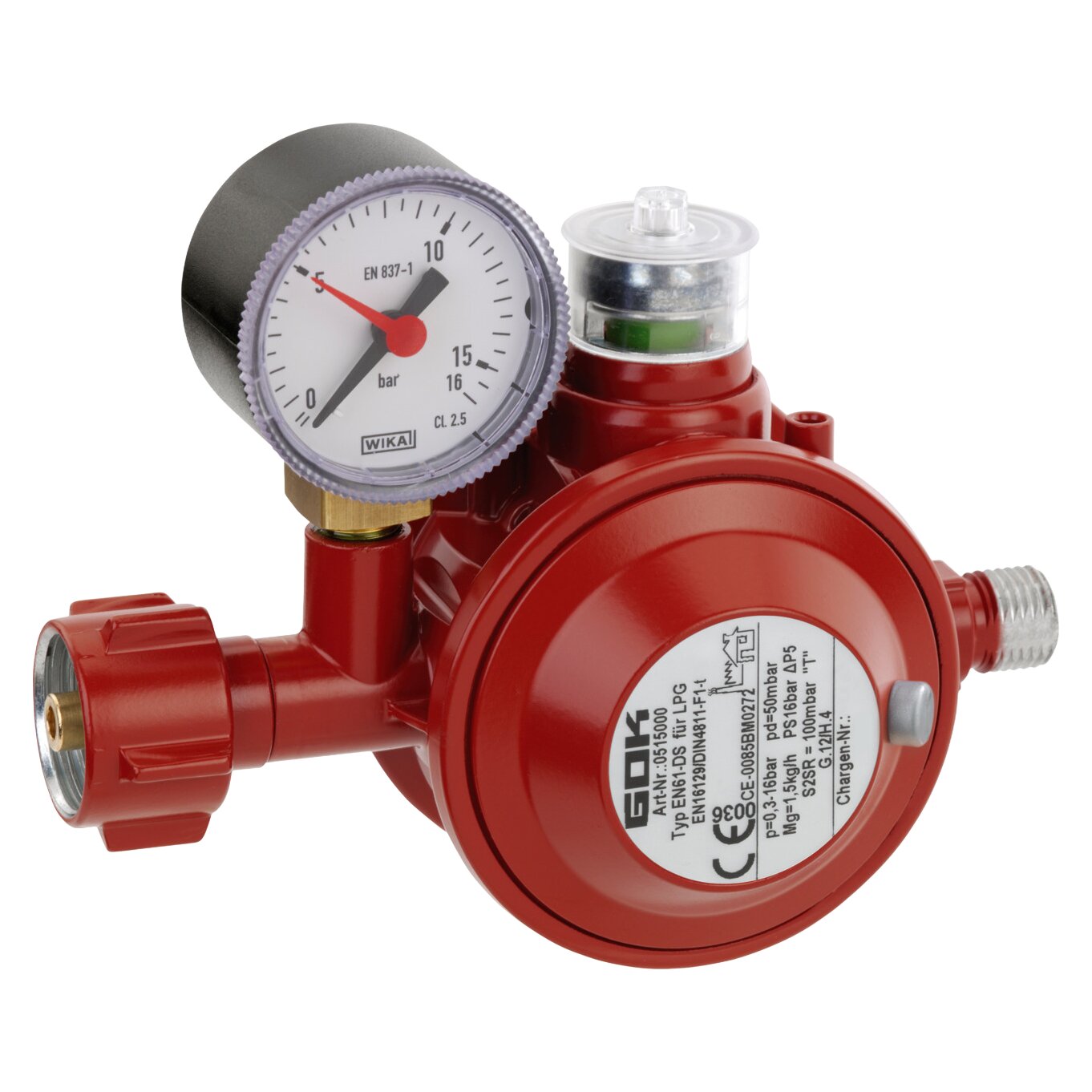 GOK Gasregler 1,5 kg/h KLF x G1/4LH-KN TAE UEDS Man.