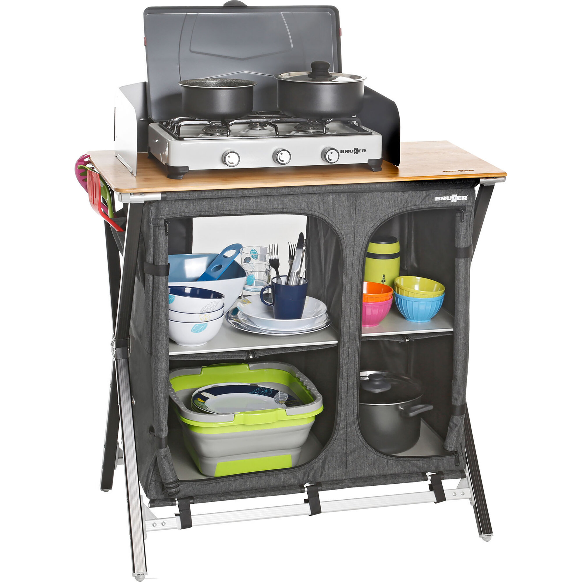 Multi-Purpose Camping Cabinets Mercury Cross Square, grey, Cross Cooker HWT SQ