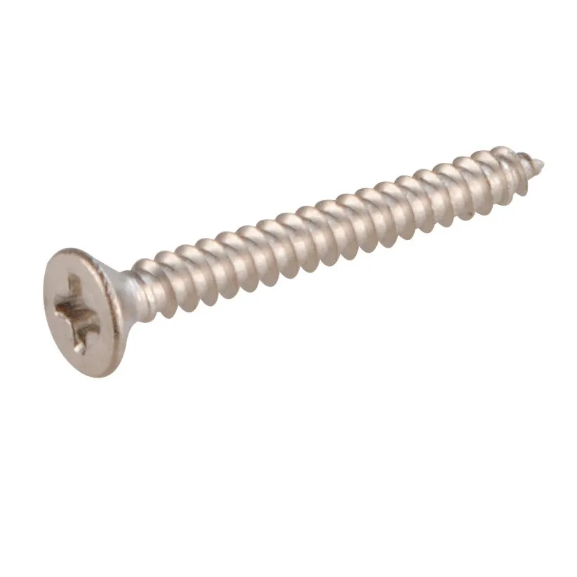 Silberfarbene Senk-Blechschraube Form C, 2,2 x 19 mm, mit Kreuzschlitz H und durchgehendem Gewinde