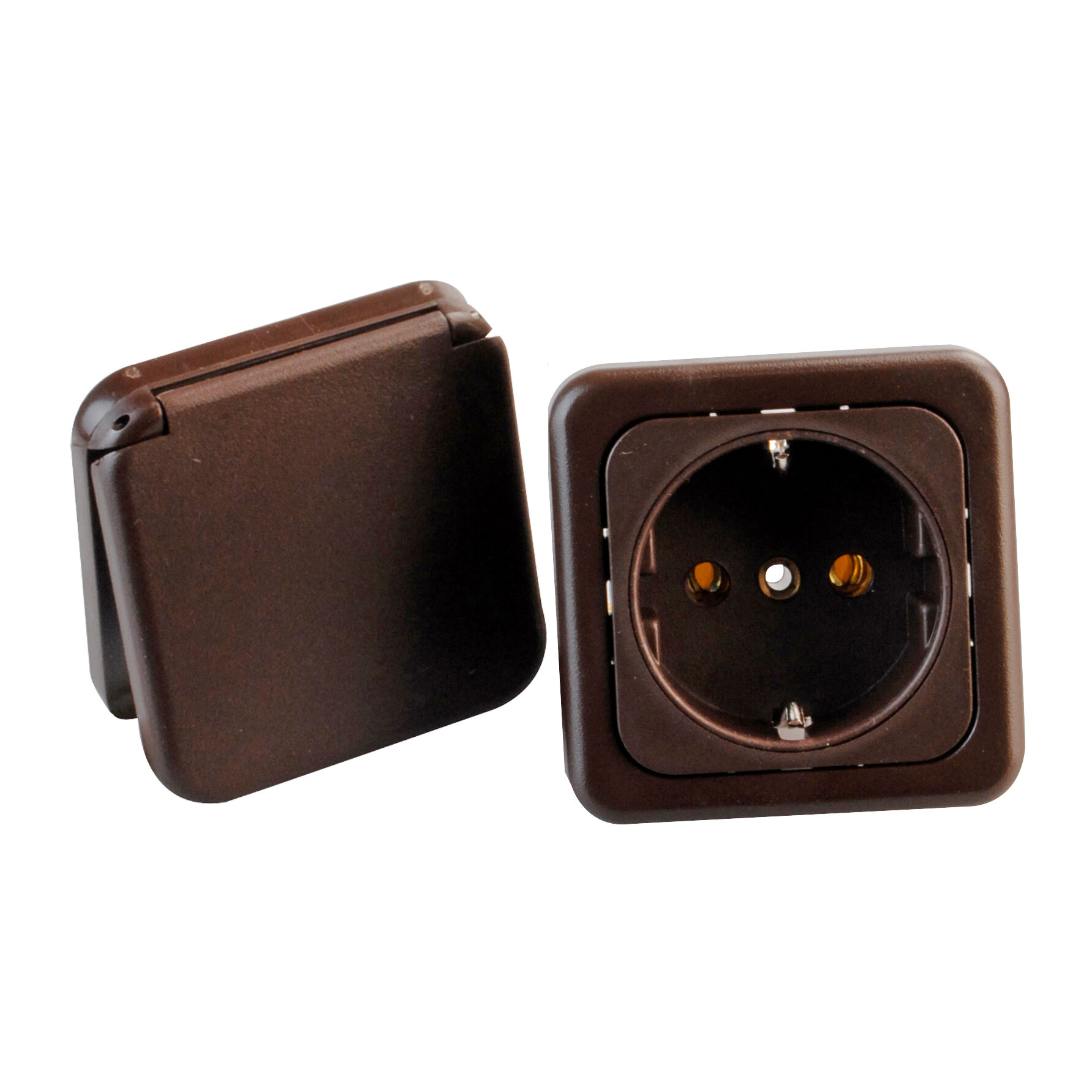 Safety Socket with Lid, brown, self-service