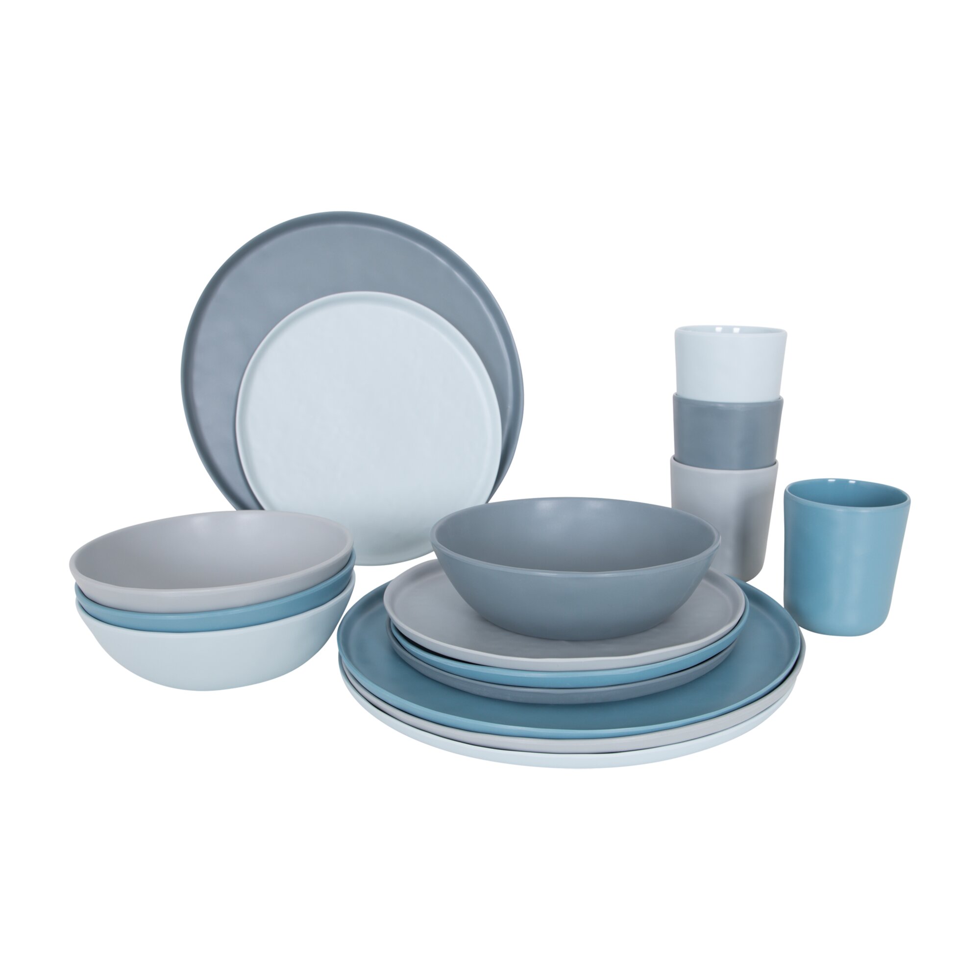 Tableware Set Molvadite, 16 Pcs., blue/grey