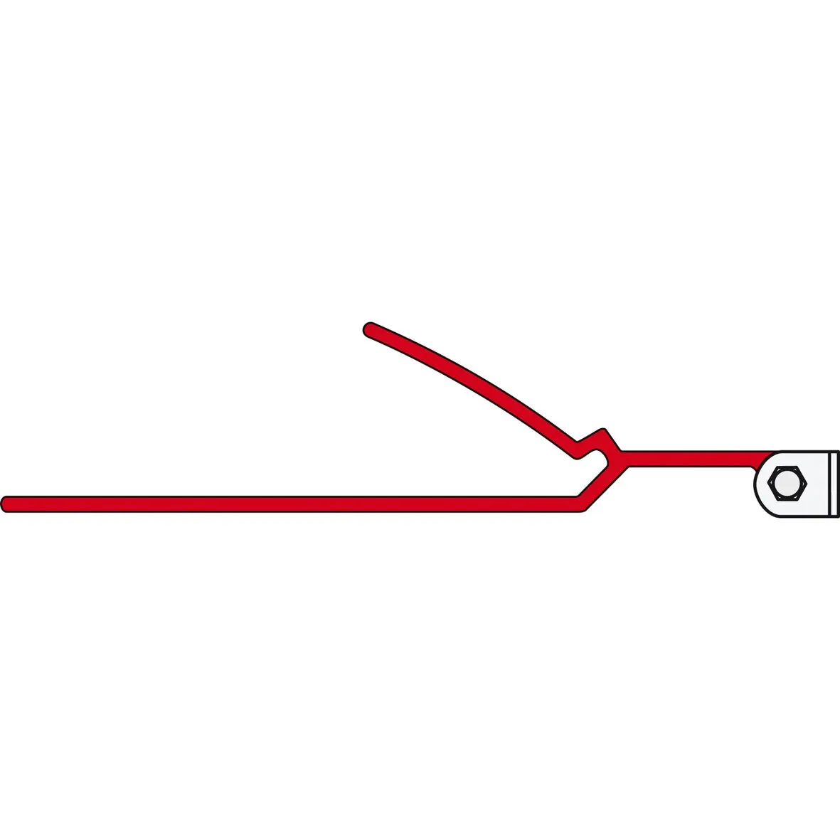 Roter Markisenadapter B-Adapter mit langem flachem Schaft, abgewinkeltem Griff und sechseckiger Anschlussaufnahme in Seitenansicht