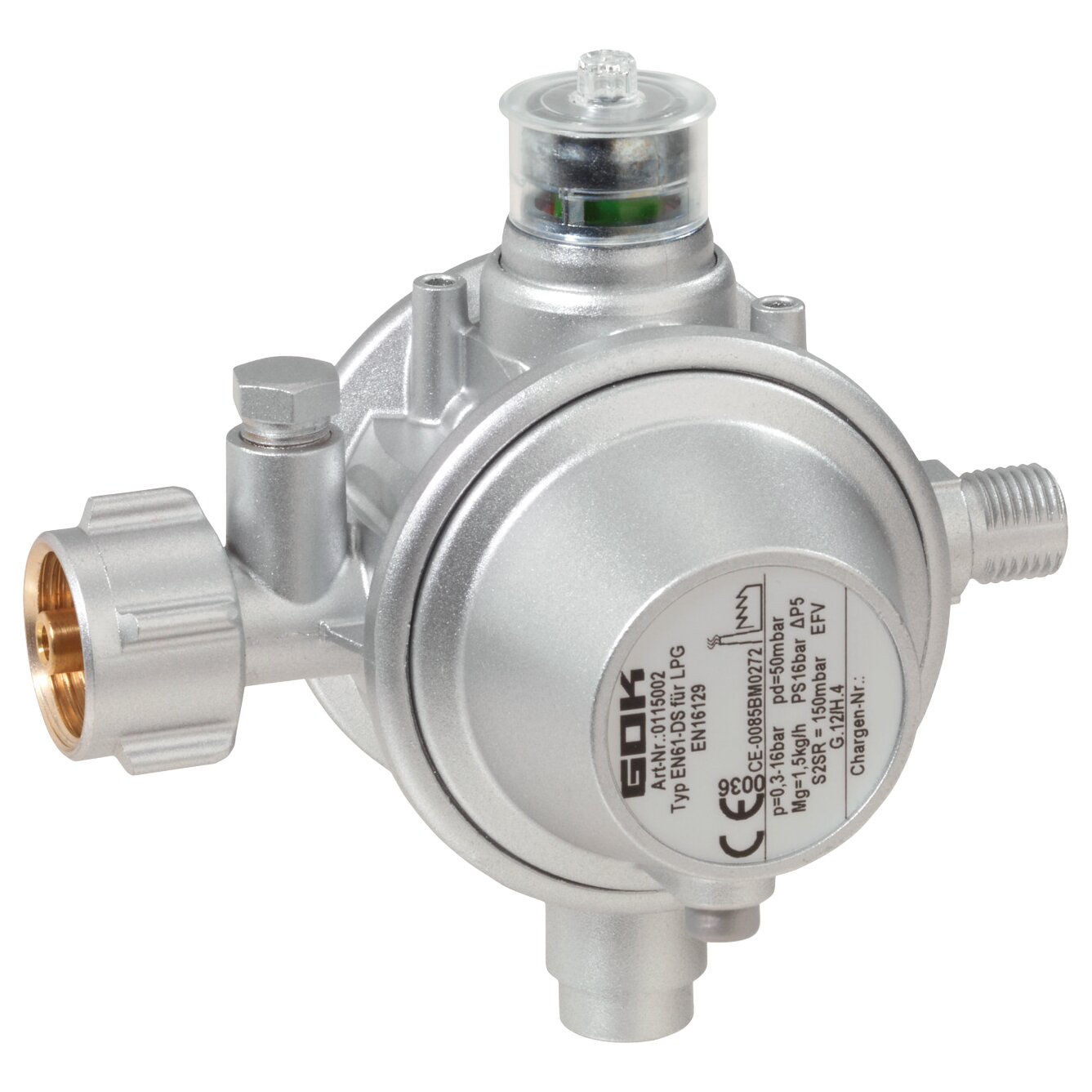 GOK Gasregler 1,5 kg/h KLF x G1/4LH-KN UEDS SBS