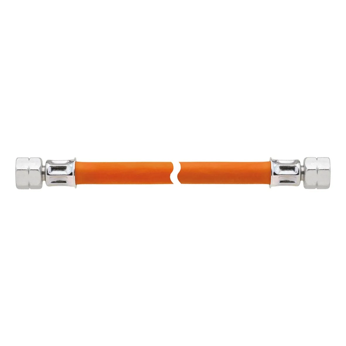 Orange Mitteldruck-Schlauchleitung mit verchromten Anschlüssen und Überwurfmuttern, 400 mm, G1/4 LH beidseitig