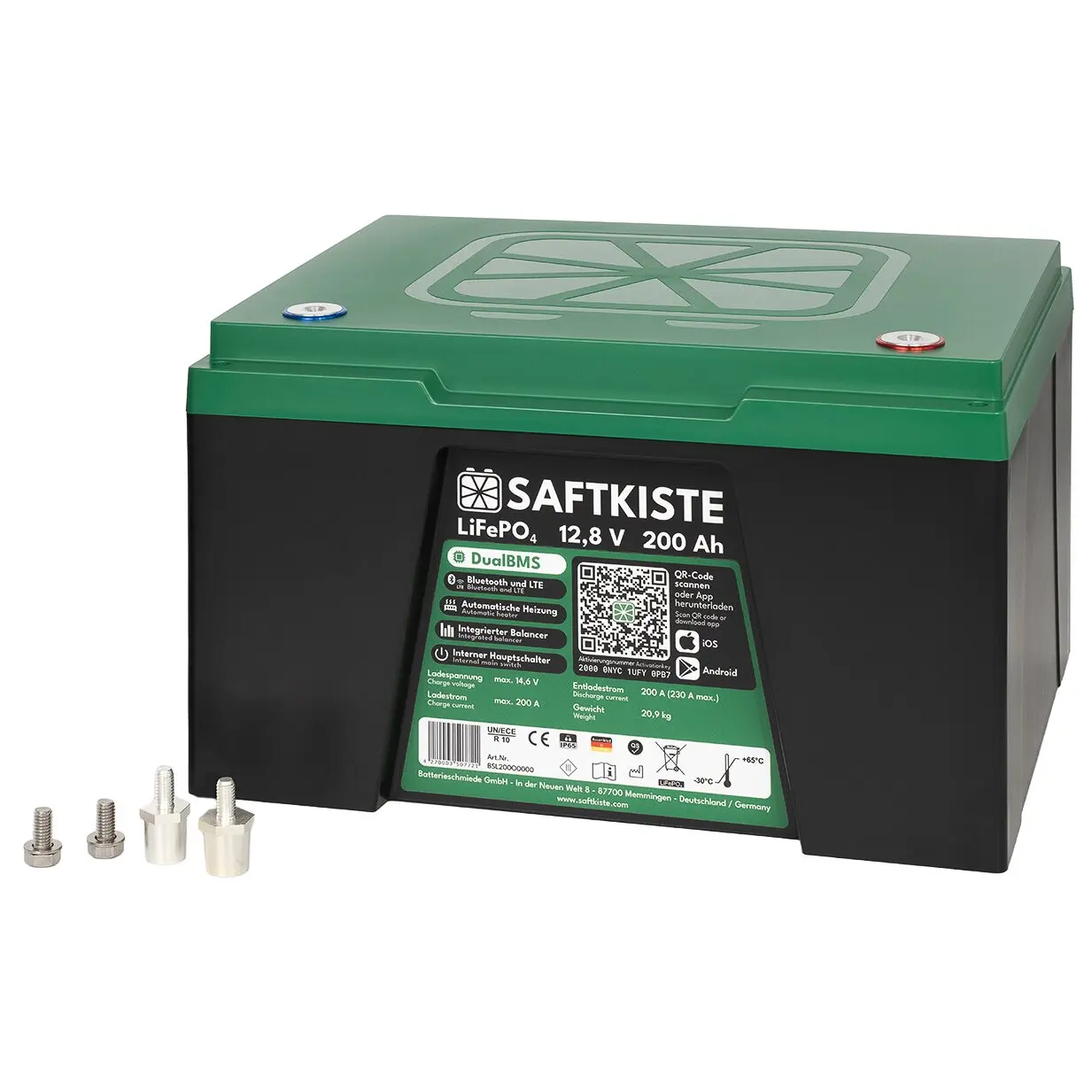 Lithium Batterie, Batteriepole oben, 200 Ah