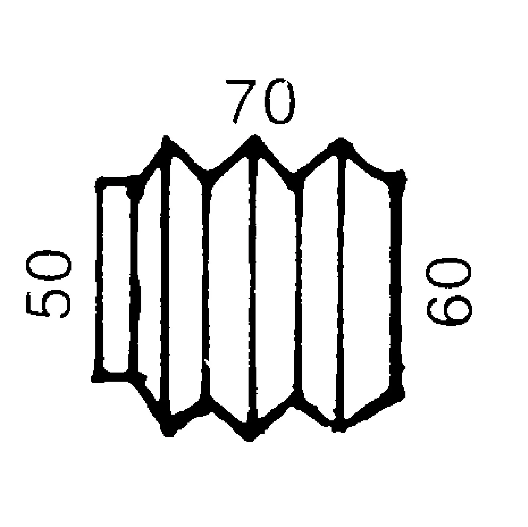 Schwarze technische Zeichnung des Faltenbalgs AL-KO 70/60 mit mehreren Falten und Maßangaben 70 und 60