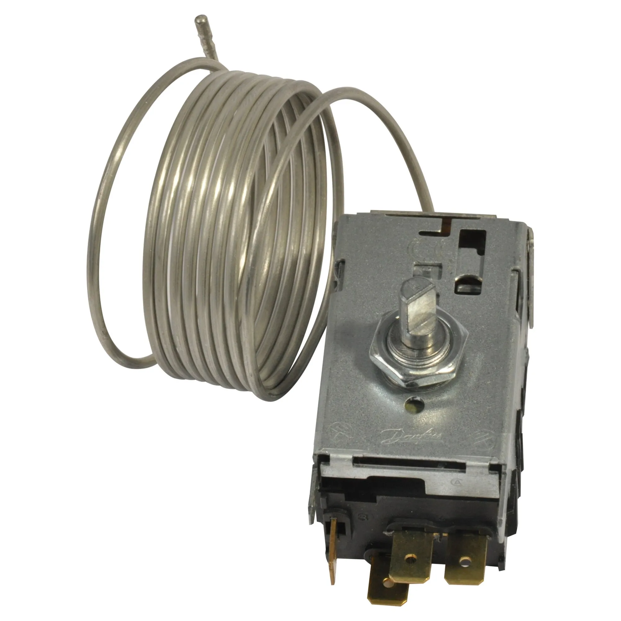 Thermostat für Dometic CoolMatic MDC 65 und 90 mit aufgewickeltem Kapillarrohr, Drehregler und Anschlusskontakten