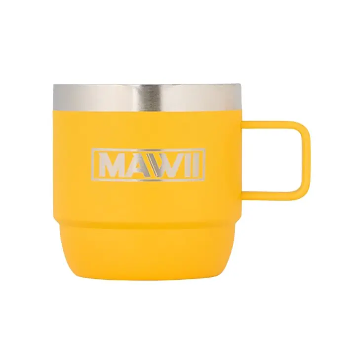 Edelstahl Espresso Tasse mit Henkel, 177 ml, gelb