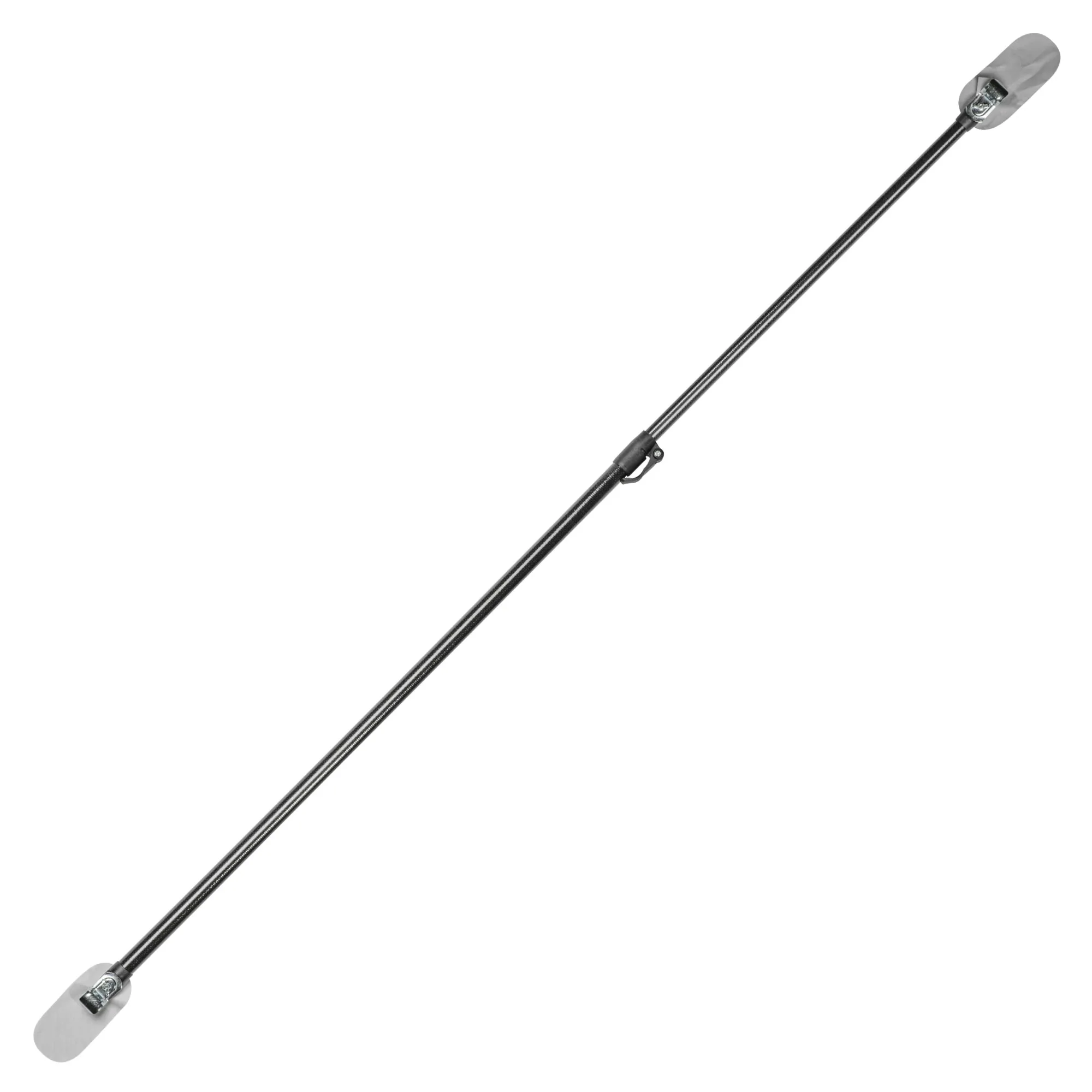 Schwarze Verandastange mit silbernen Endhalterungen und mittiger Befestigung, Länge 210 cm