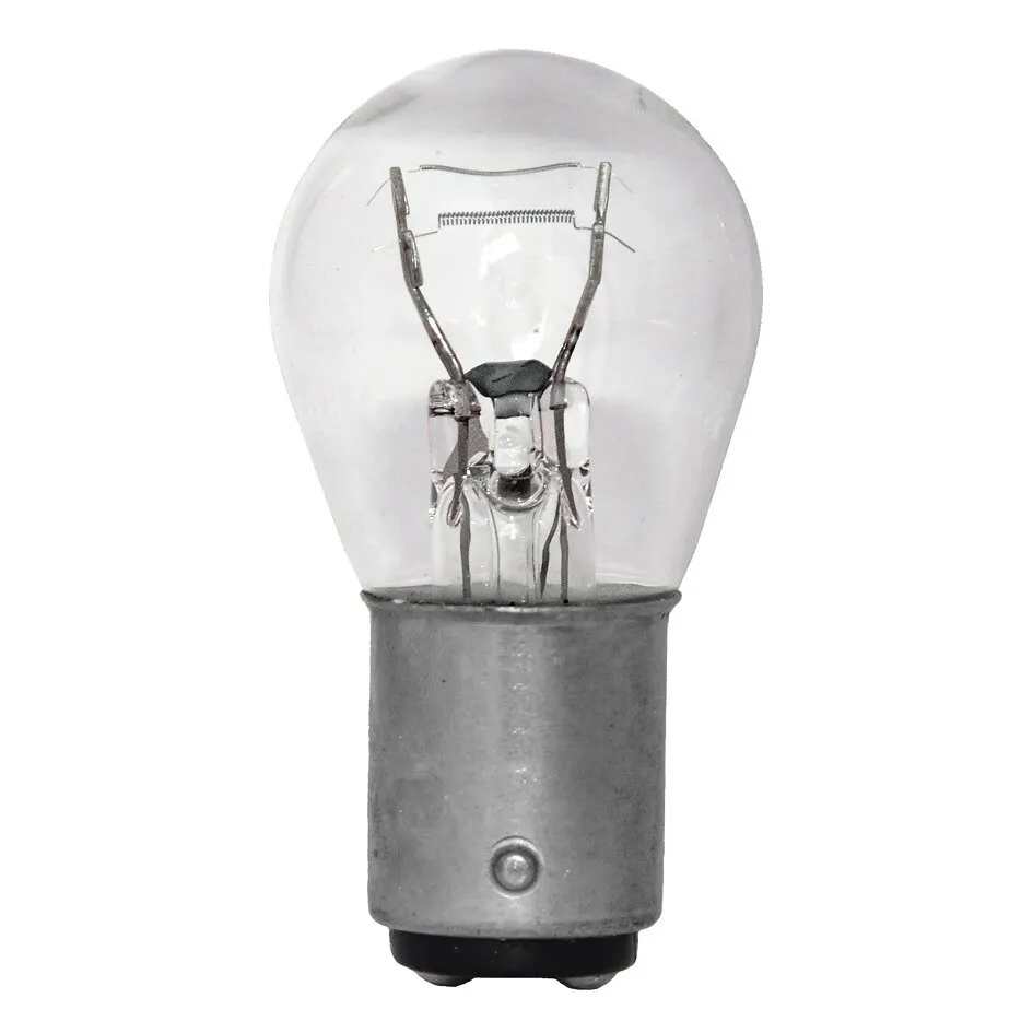 Kfz-Kugellampe Standard BAY15d mit 26 W, transparenter Glaskolben, sichtbarem Glühwendel und Metall-Bajonettsockel