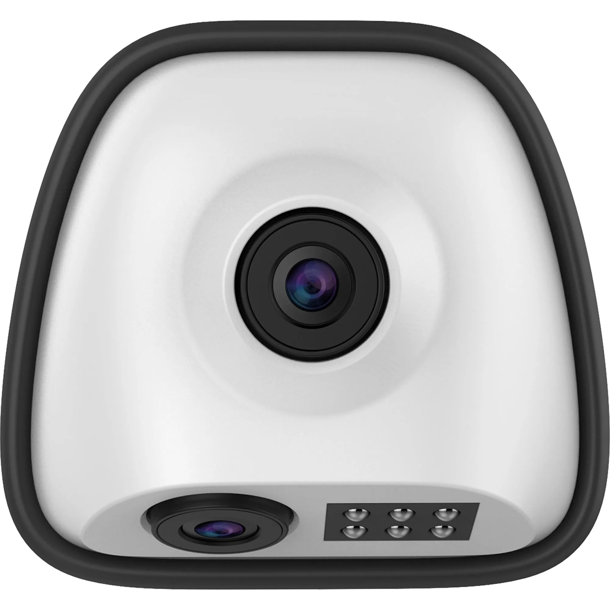 Weiße ESX Rückfahrkamera VNA-RCAM-CS240 HD-15 mit schwarzem Rand, zwei Objektiven und sechs LED-Leuchten