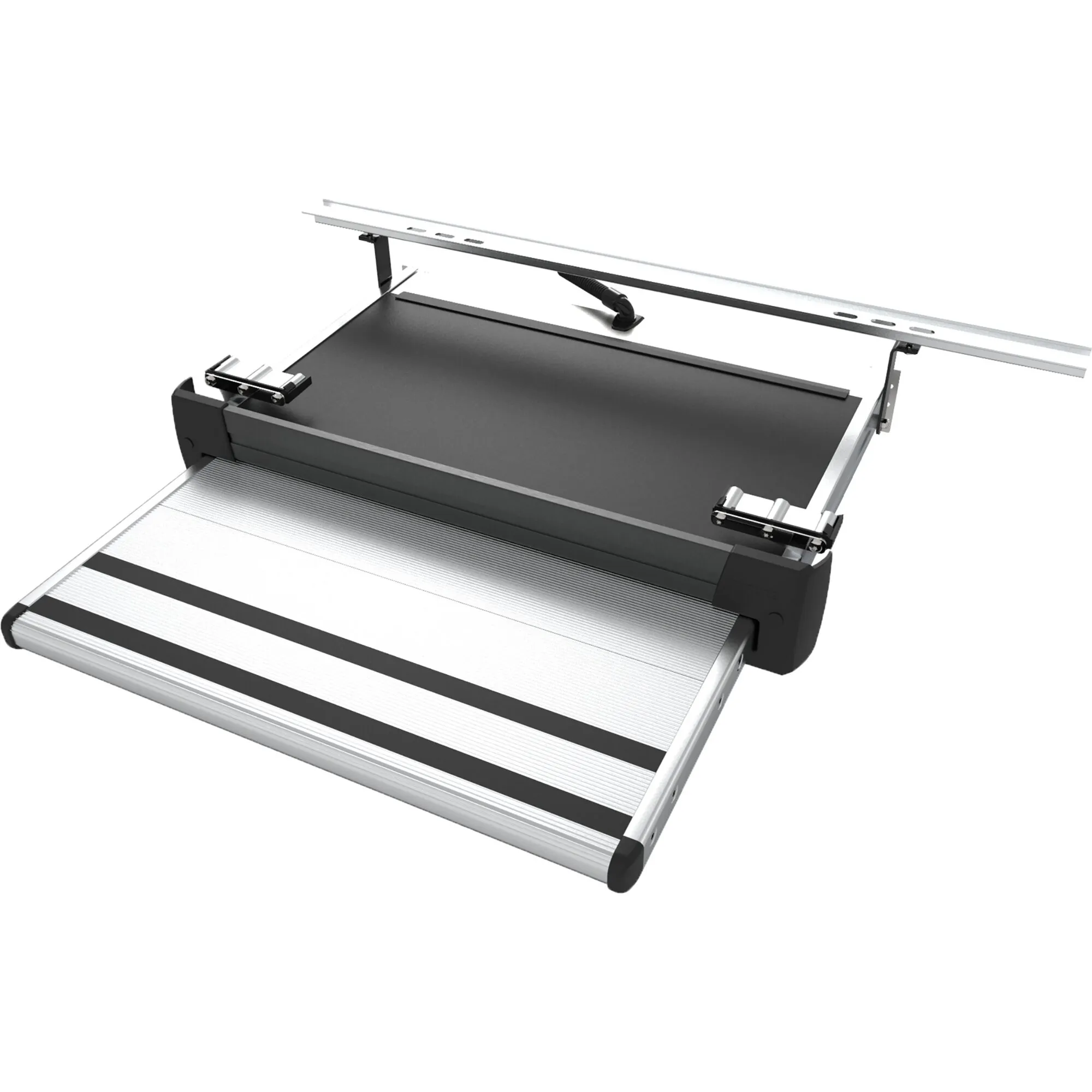 Thule Slide-Out Step G2 12V Ducato, ausziehbare Trittstufe mit geriffelter Aluminiumtrittfläche und schwarzem Rahmen, 407 mm