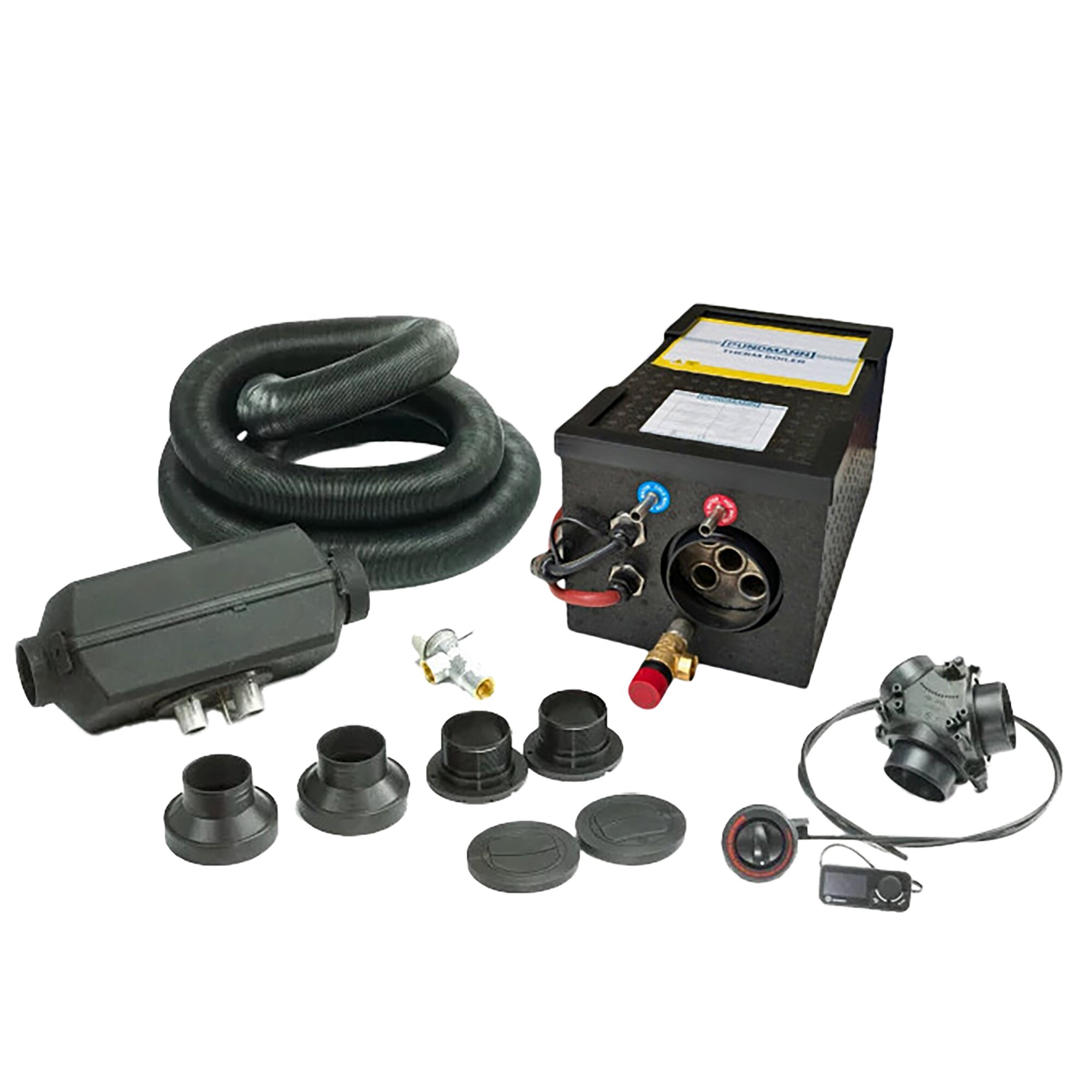 Hot Water Shower Set with 2 kW Parking Heater and Water Heater, 12 V, 230 V