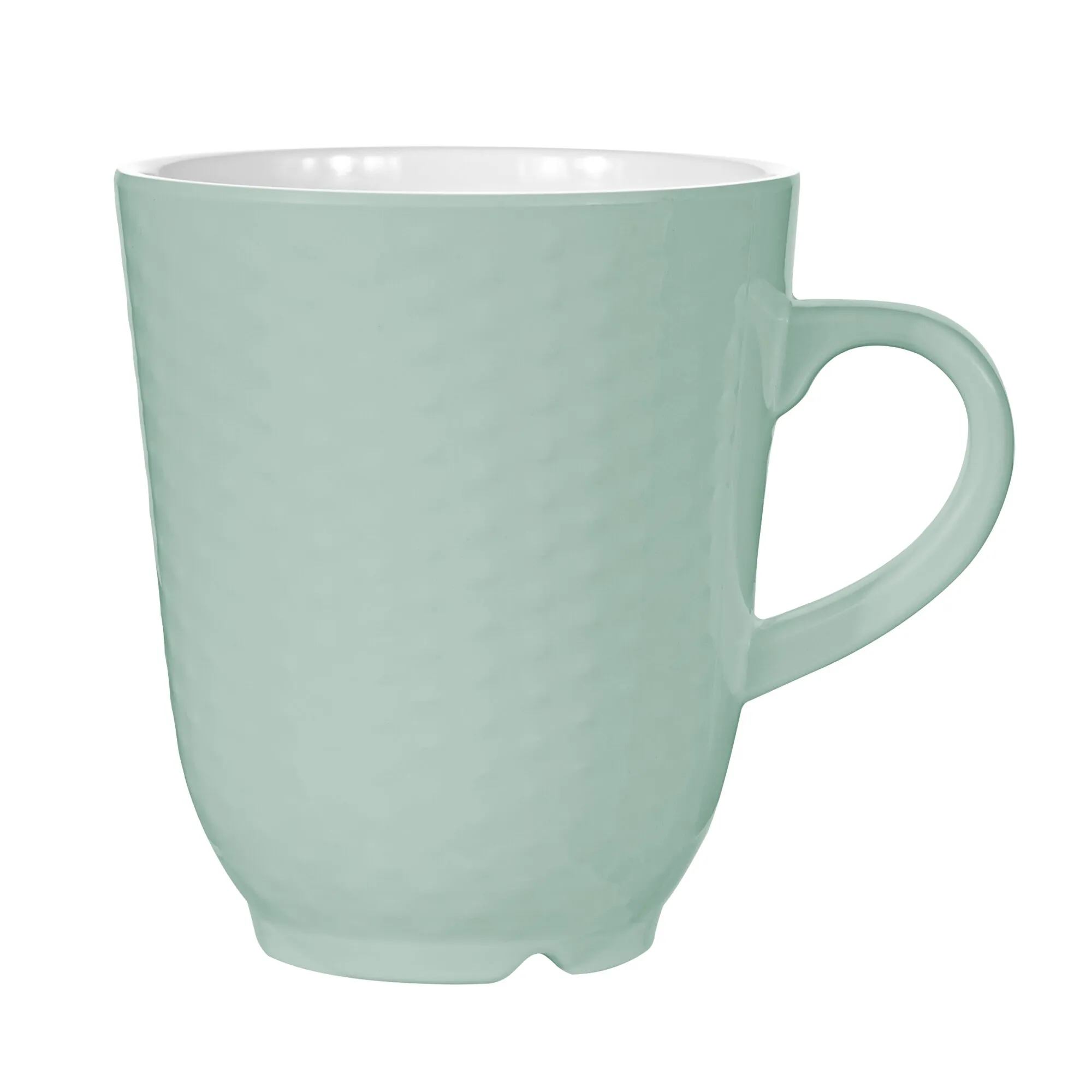 Mintfarbene Tasse des Geschirrsets Royal Line mit weißem Innenbereich, rundem Henkel und leicht geriffeltem Standfuß